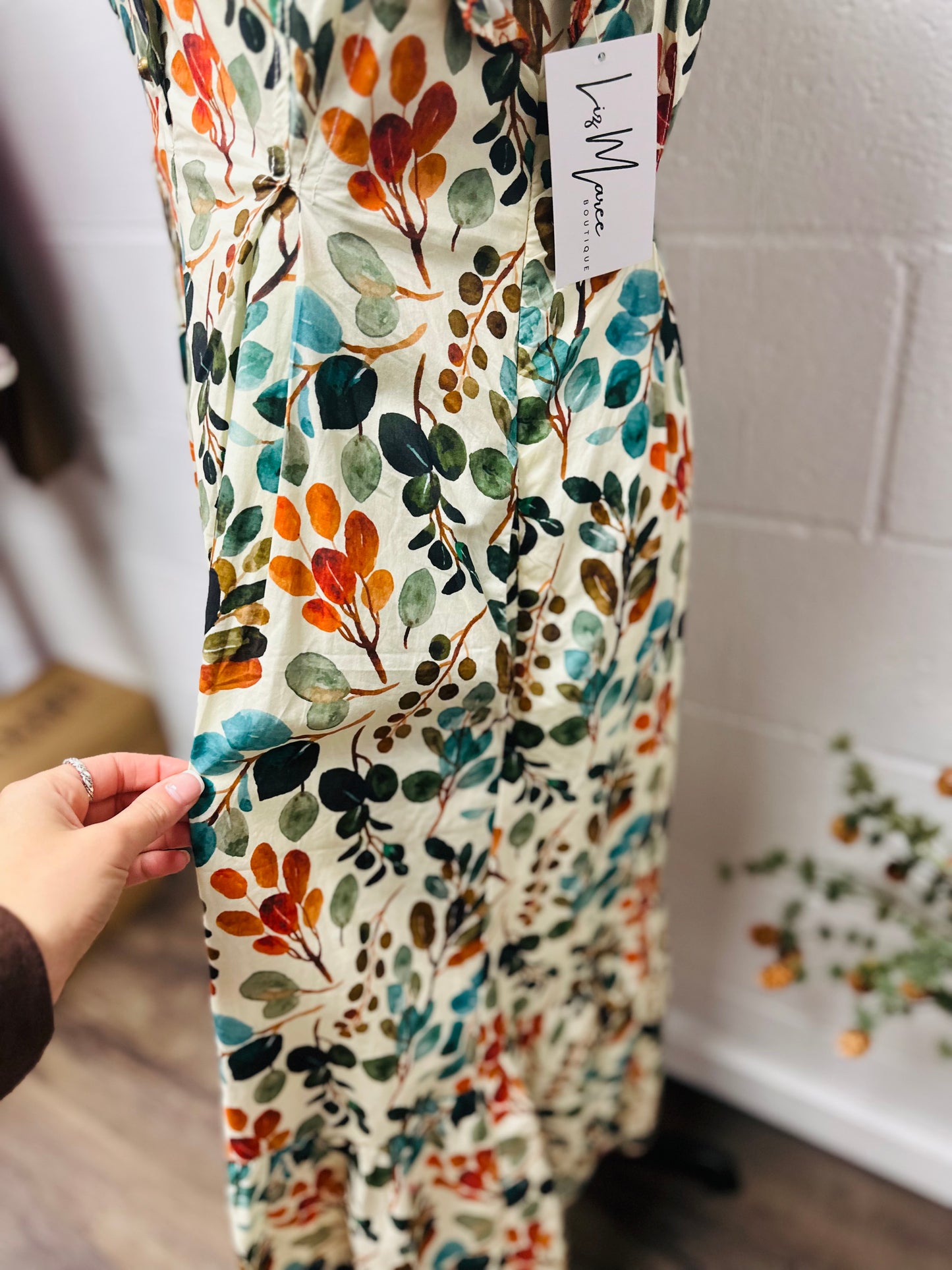 The Susanna Ecru Floral Midi Dress