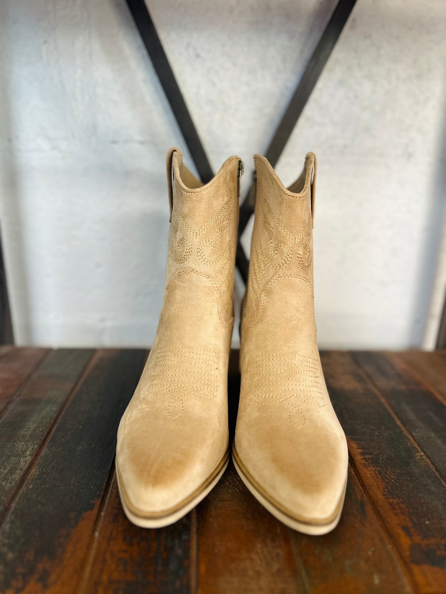The Casey Apricot Western Bootie