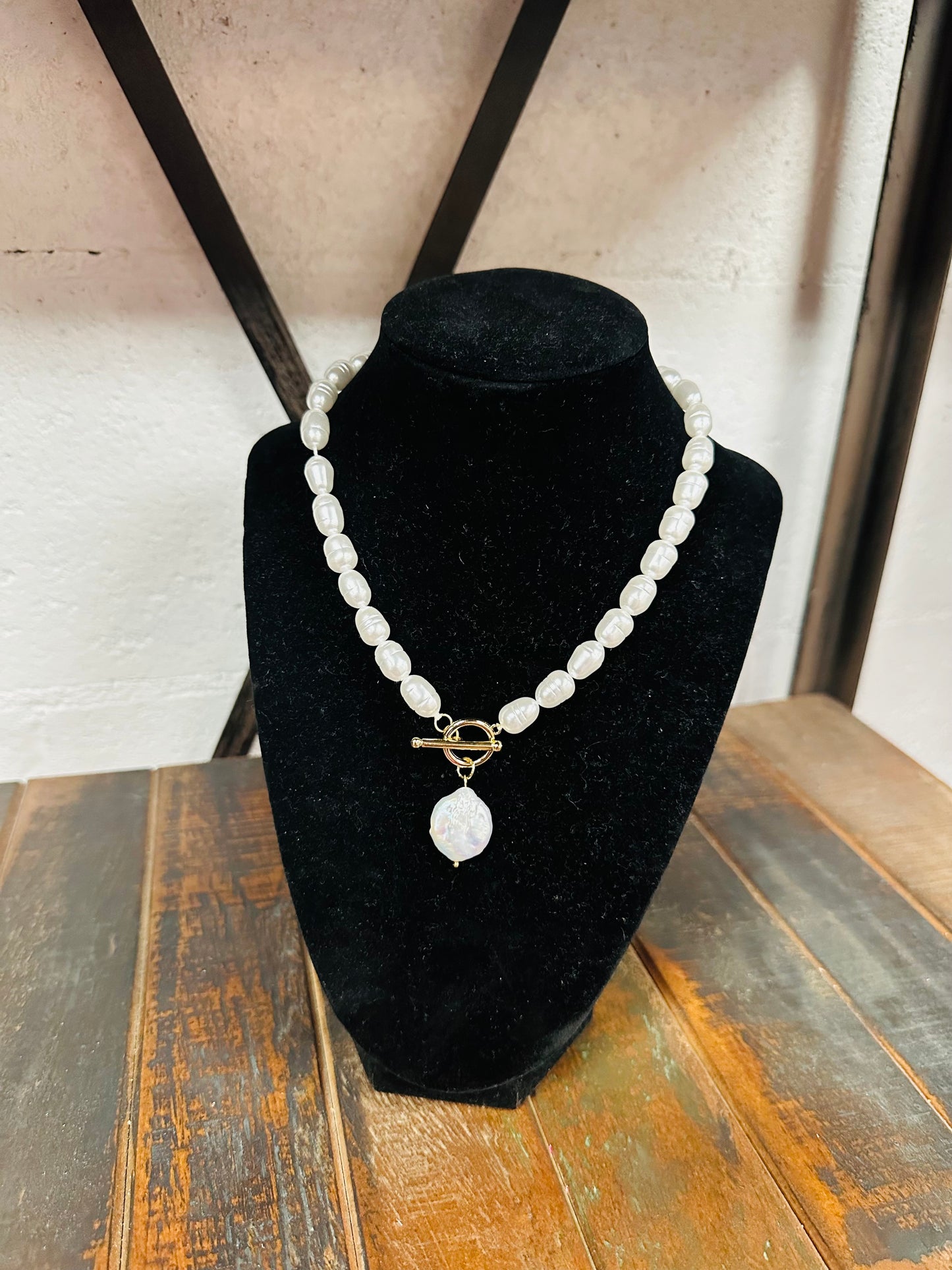 Pearl Charm + Pearl Bead Necklace