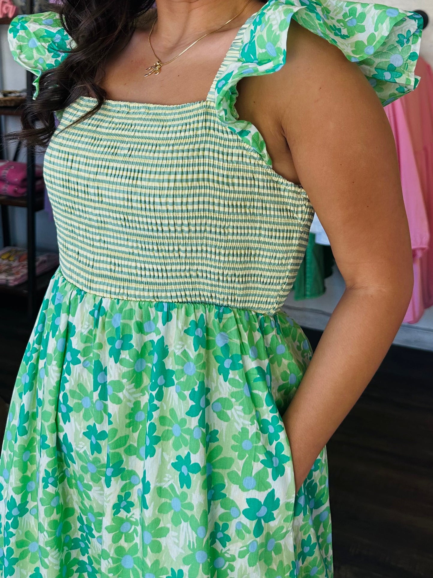 The Magnolia June Green Midi Dress