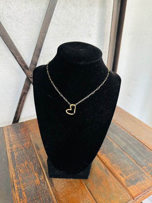 Gold Heart & Chain Necklace