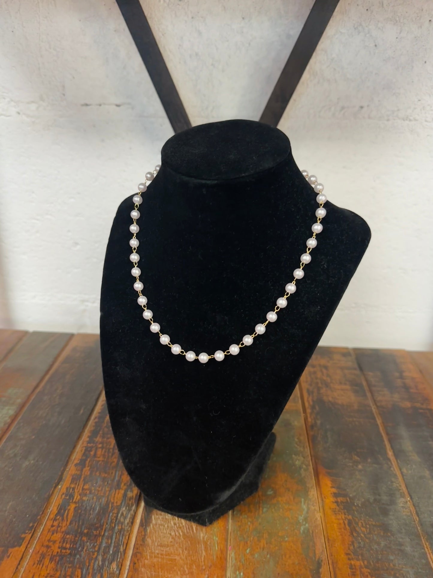 Pearl Beaded + Chain Link Necklace