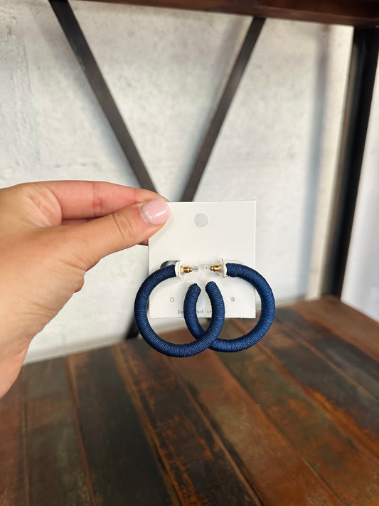 Navy Thread Hoops
