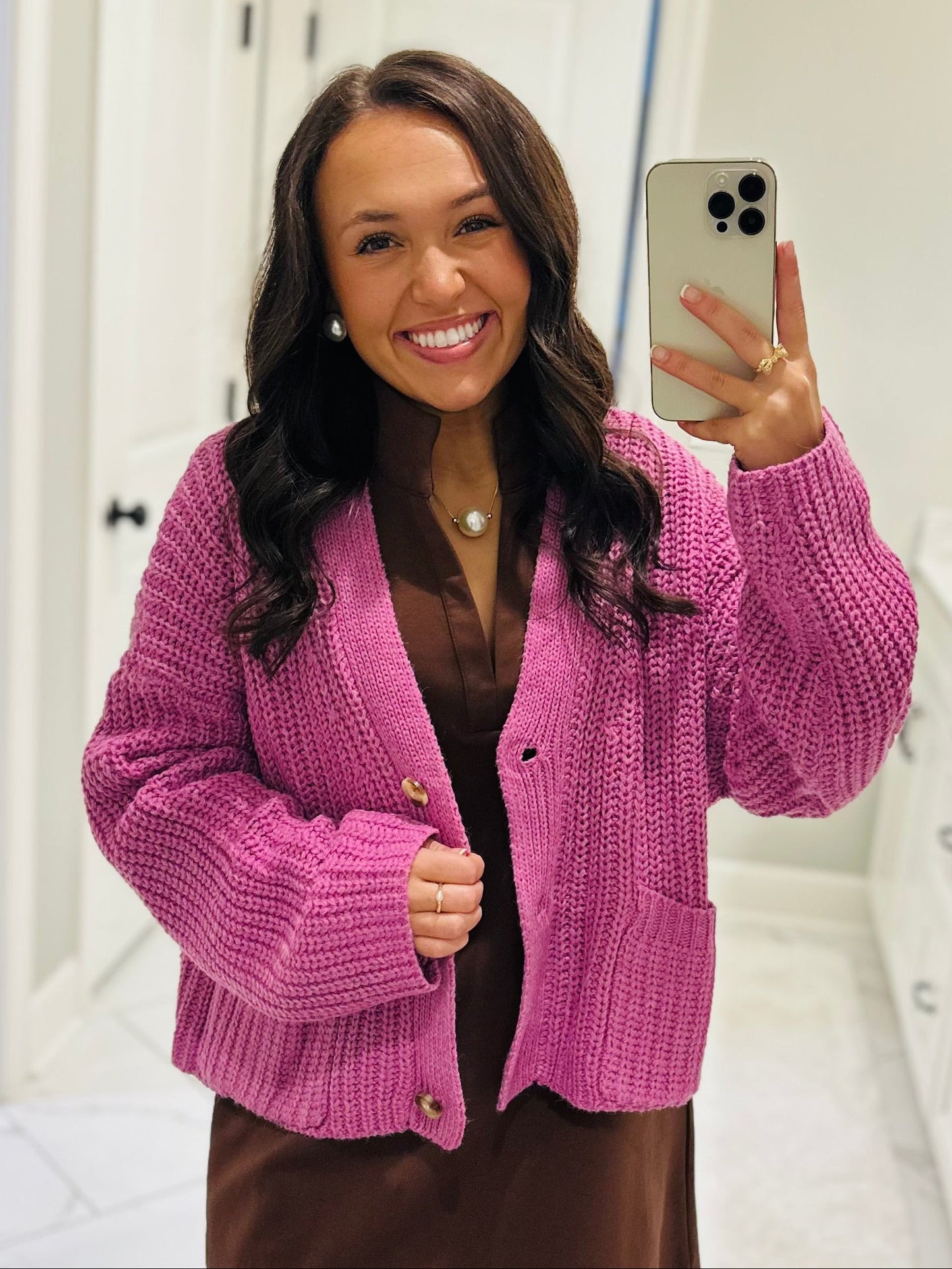 The Brooke Orchid Ribbed Oversized Cardigan