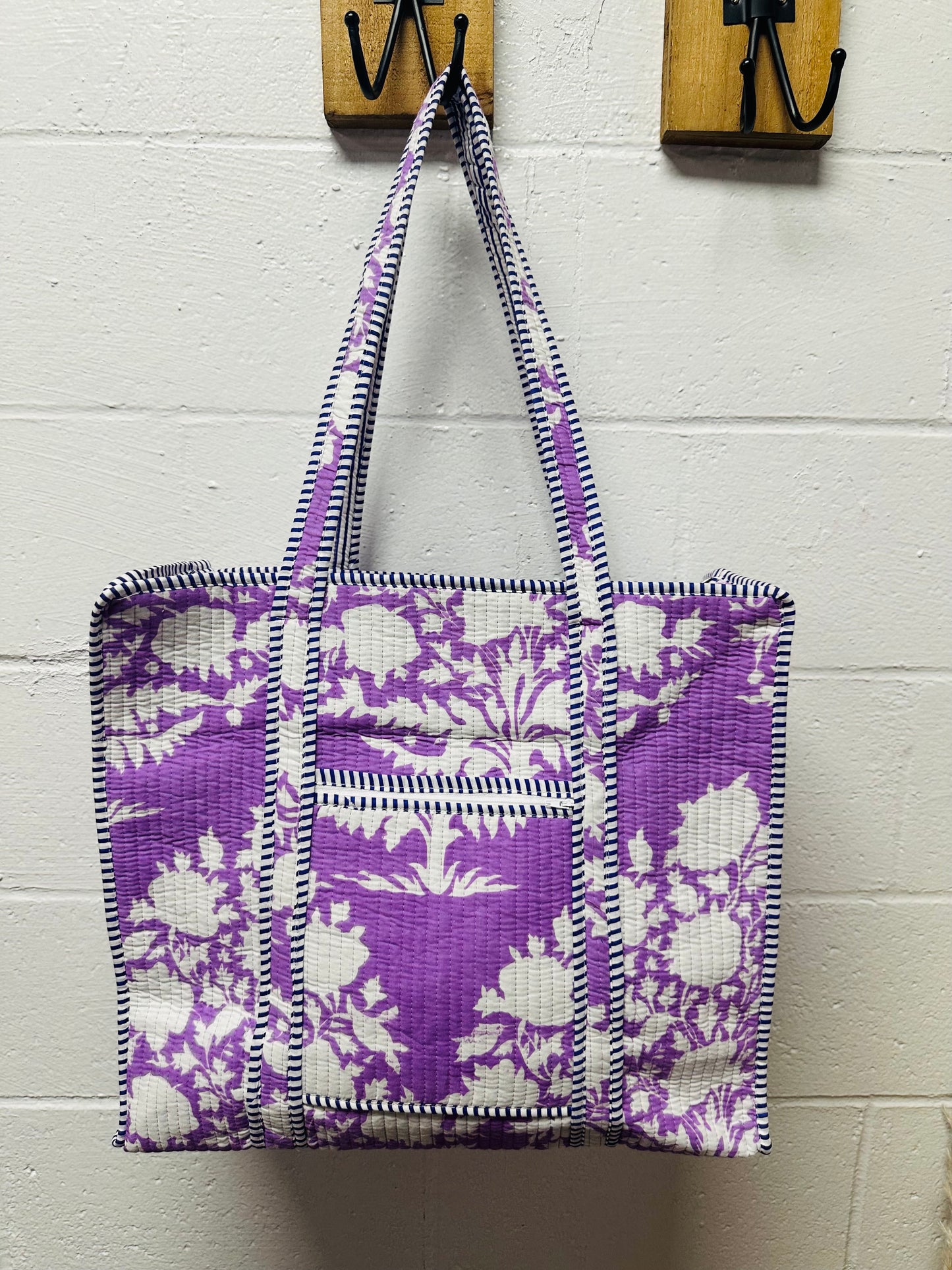 The Lavender Purple Floral Quilted Tote Bag