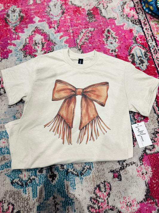 The Fringe Leather Bow Tee