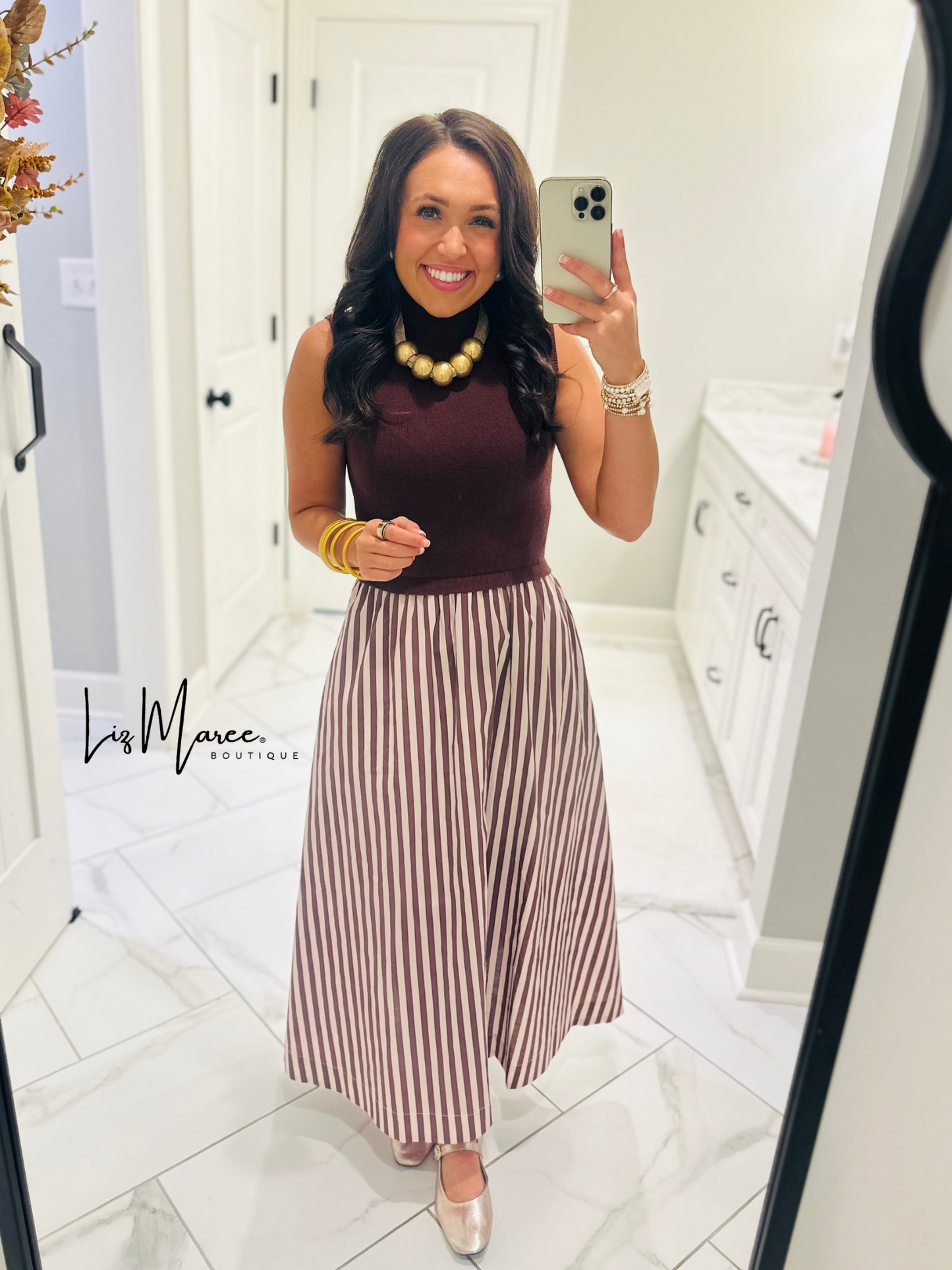 The Hartley Brown Sleeveless Midi Dress