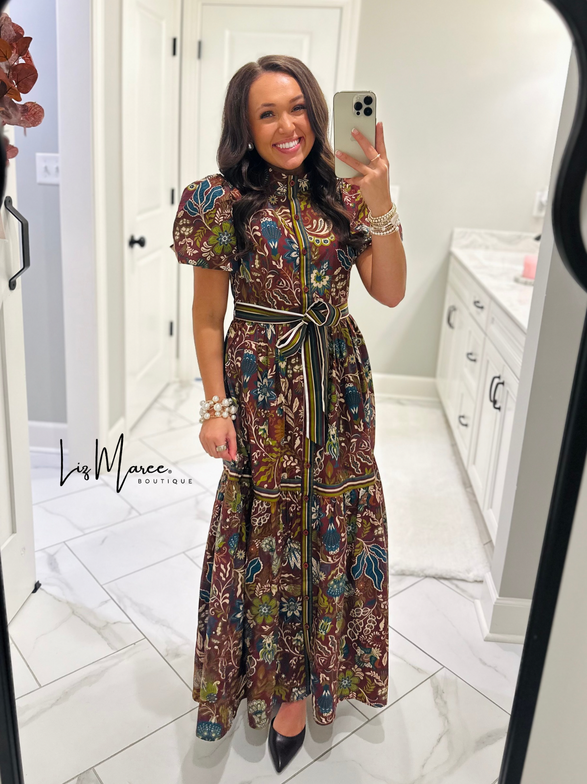 The Wren Burgundy Floral Maxi Dress