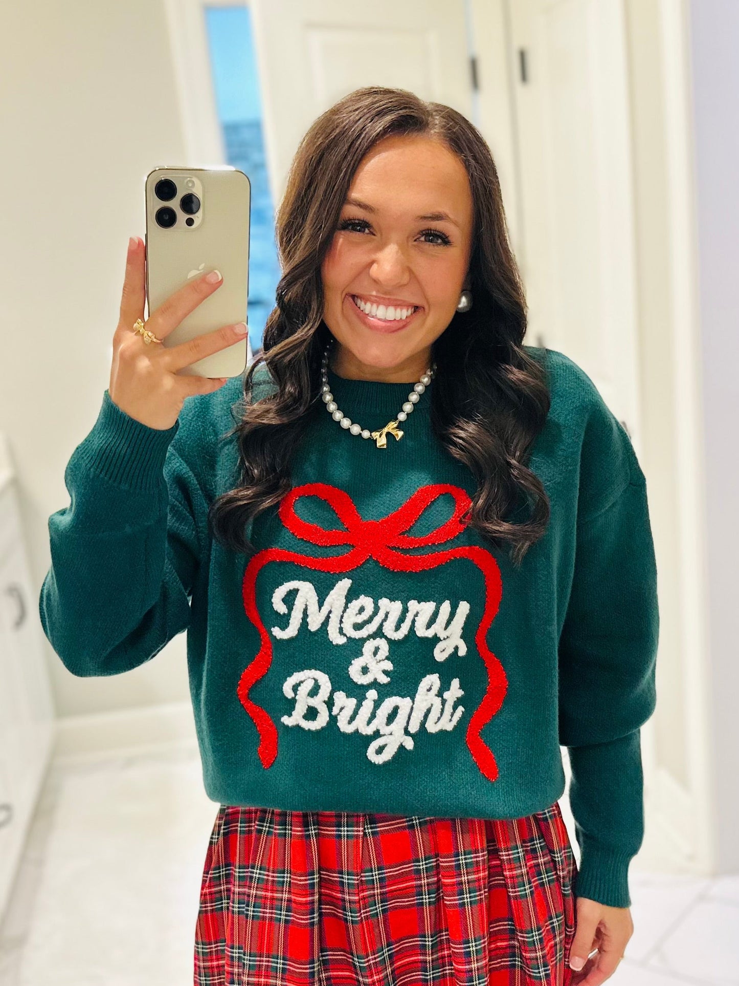 The Hunter Green Merry & Bright Embroidered Sweater