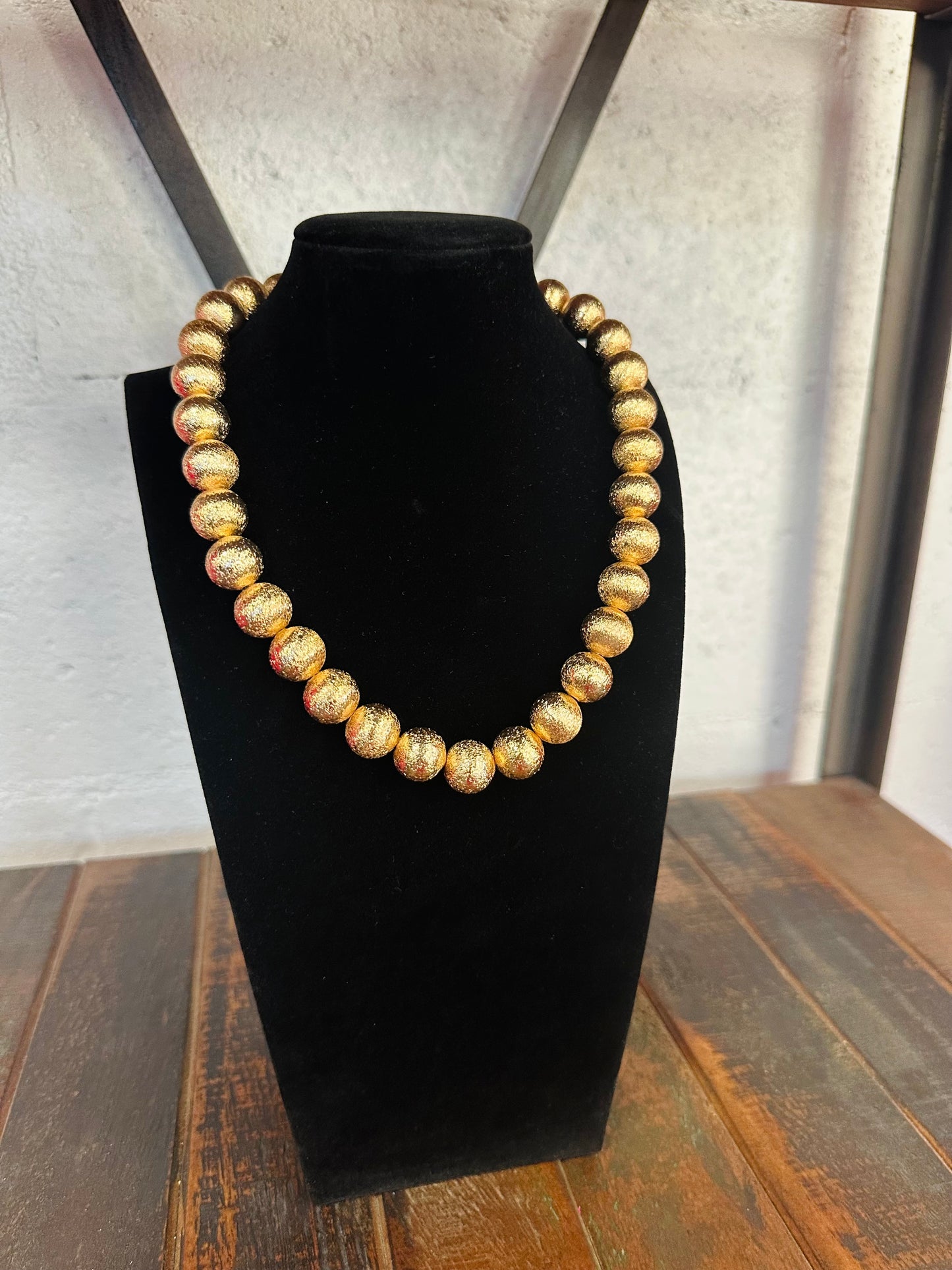 Brushed Gold Ball Beaded Necklace