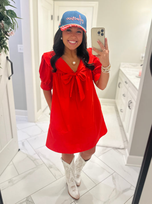 The Emmy Red Bow Dress