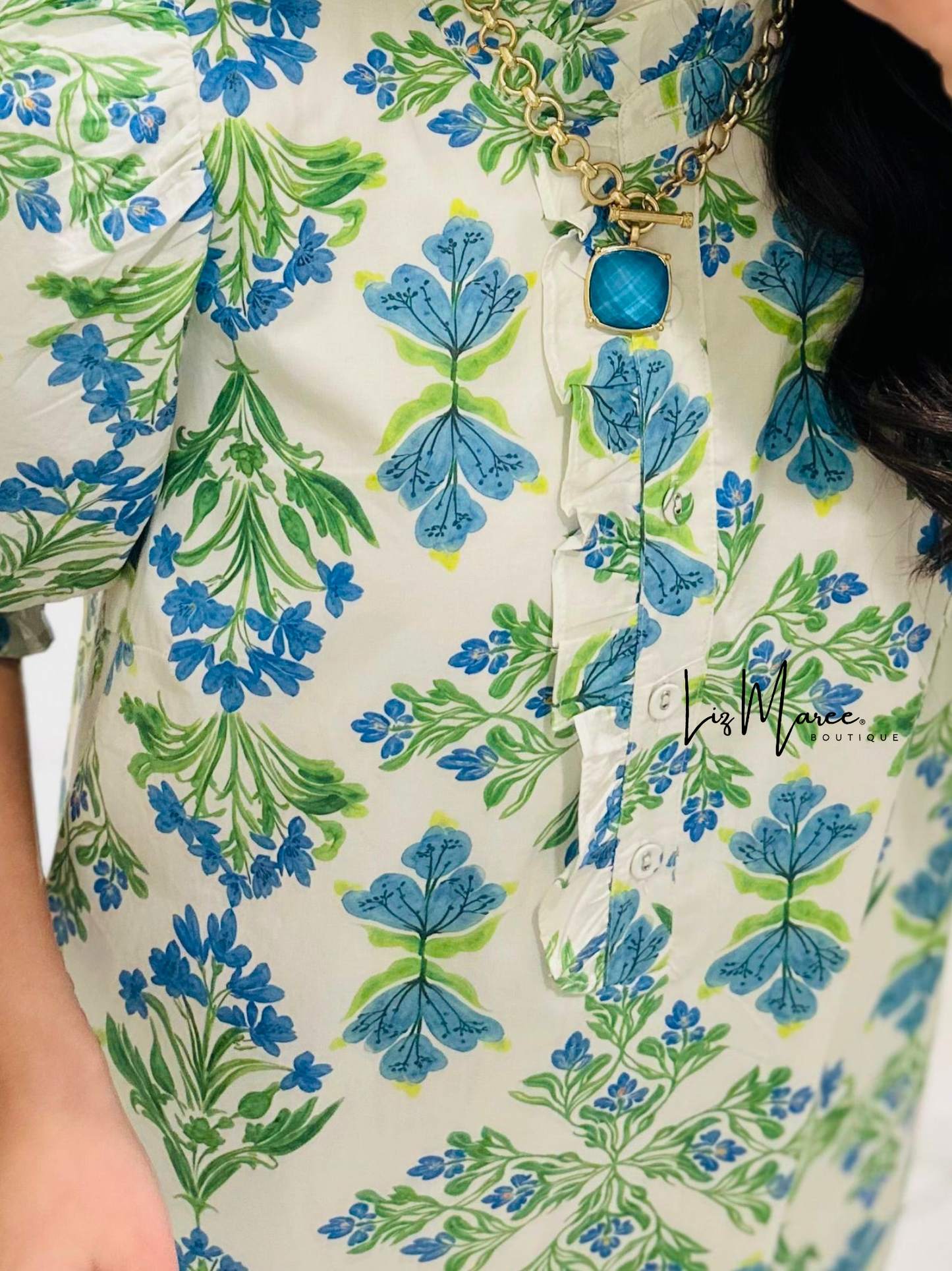 The Lana Blue + Green Botanical Maxi Dress
