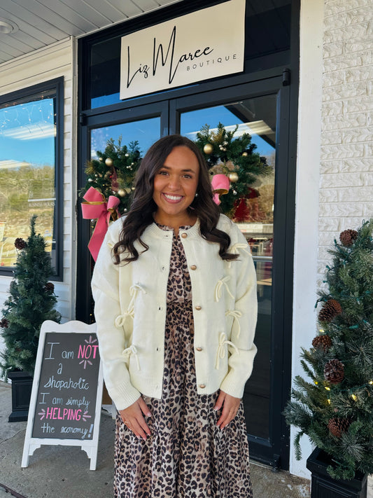 The Ivory Ribbon Bow Cardigan