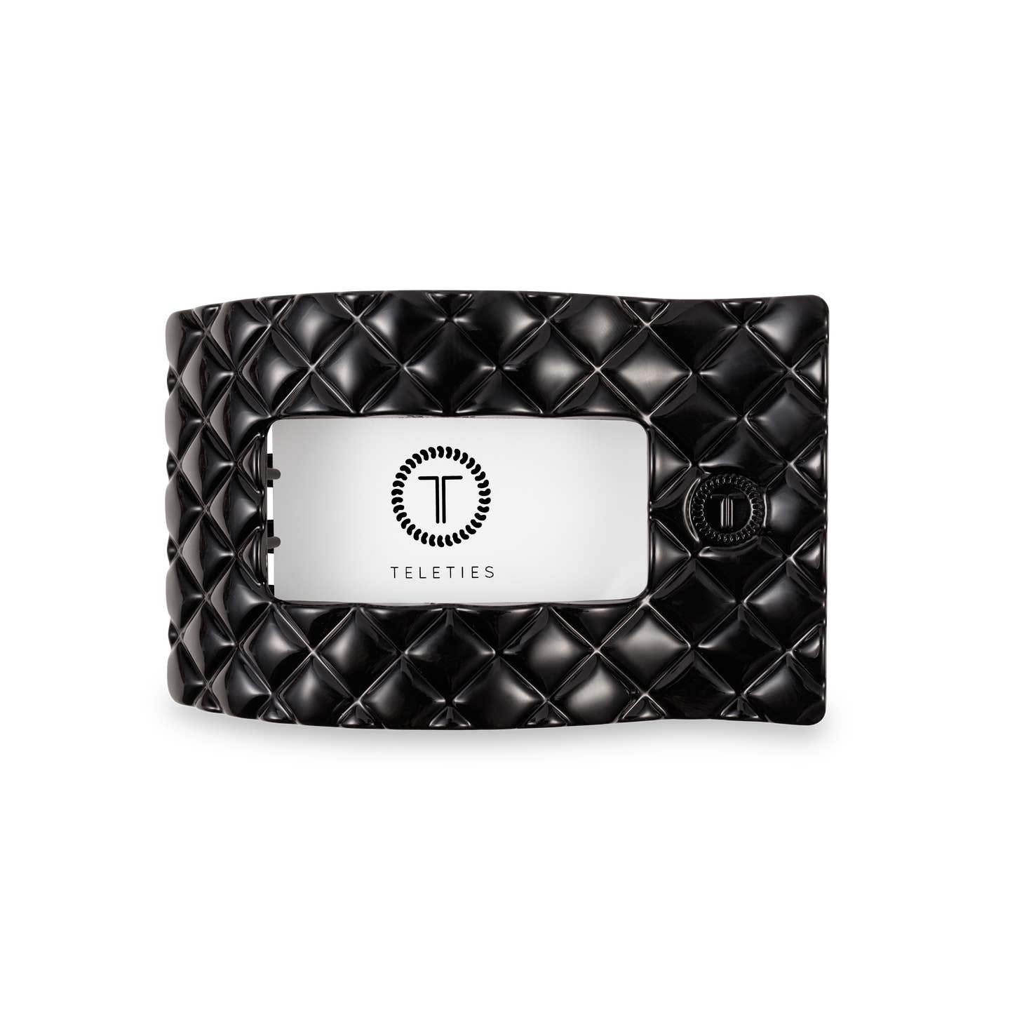 Jet Black Quilted Rectangle Flat Hair Clip