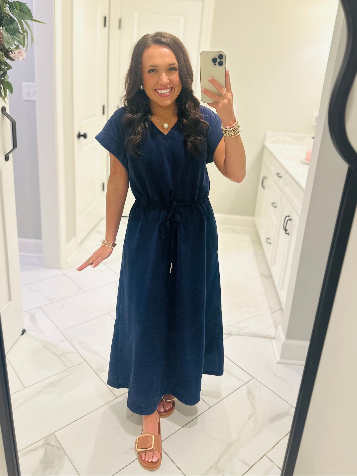 The Norah Navy Midi Dress