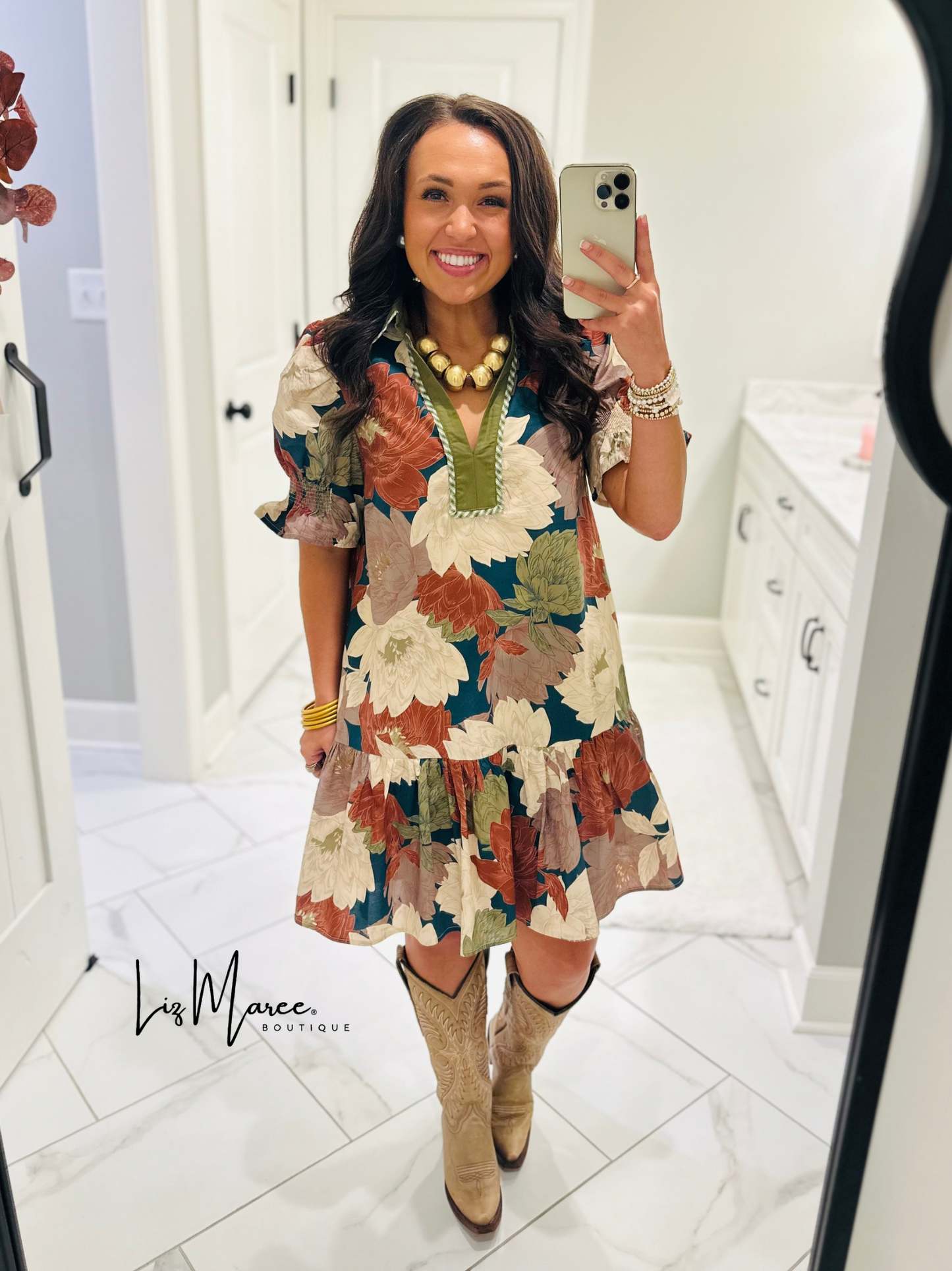 The Willow Teal Green Floral Dress