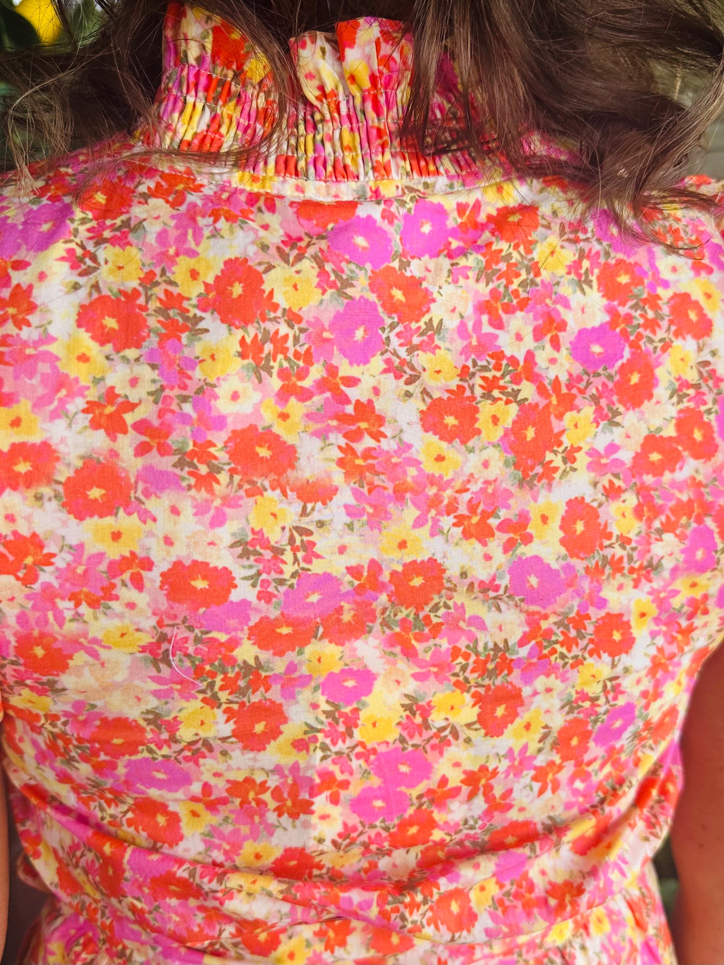 The Maree Pink + Orange Floral Midi Dress