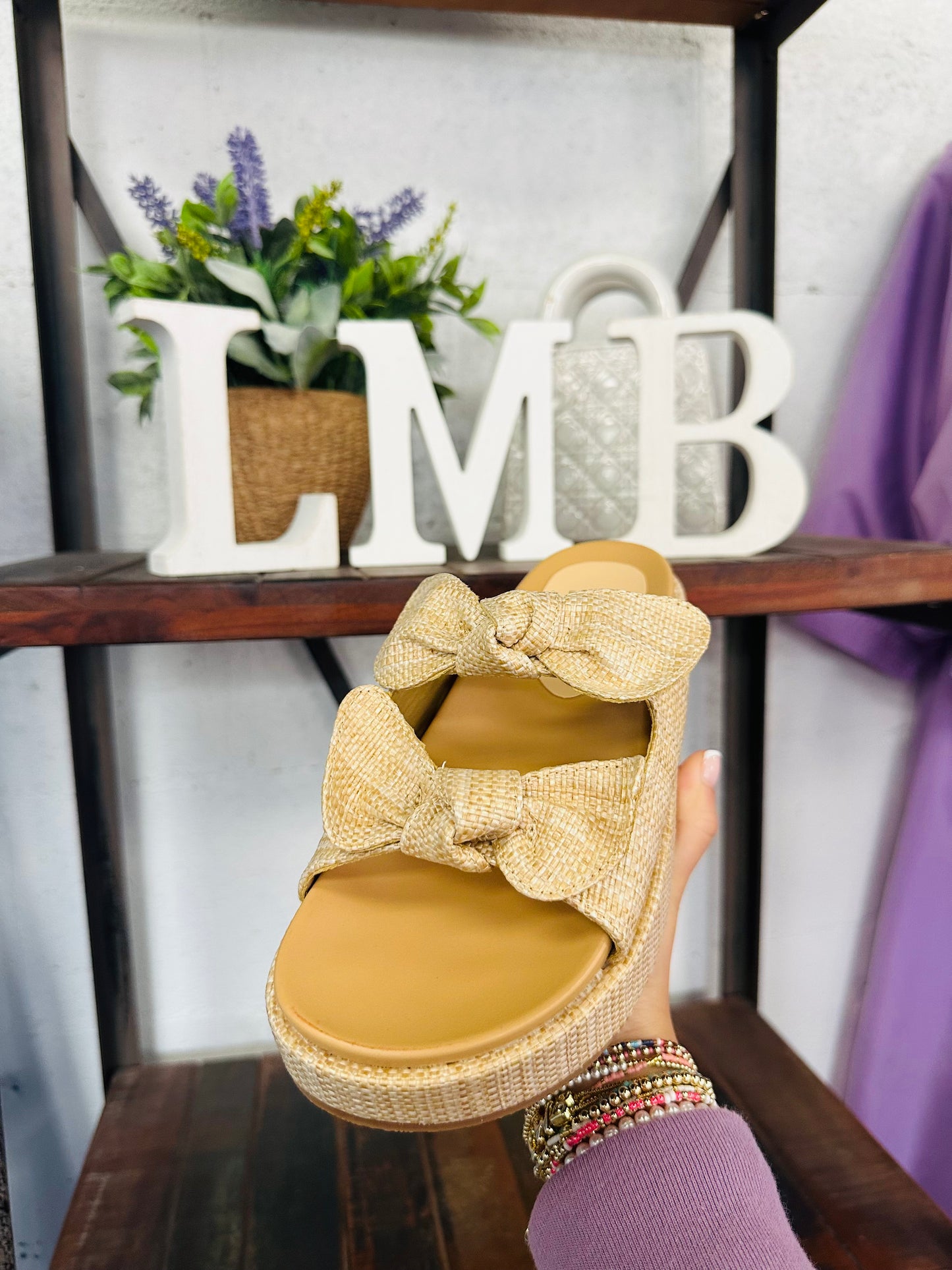 The Kiki Raffia Bow Platform Sandal