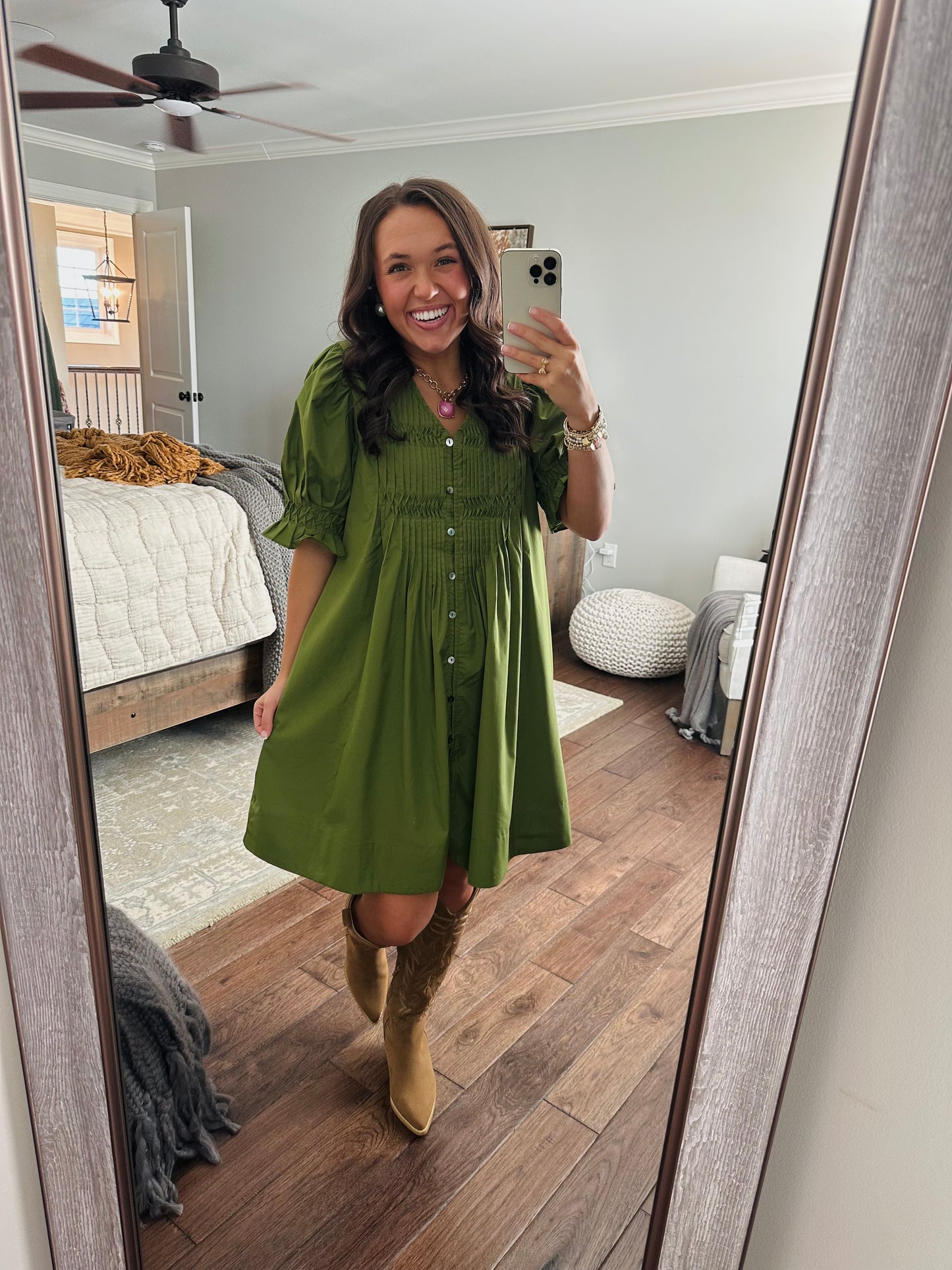 The Willow Olive Green Dress