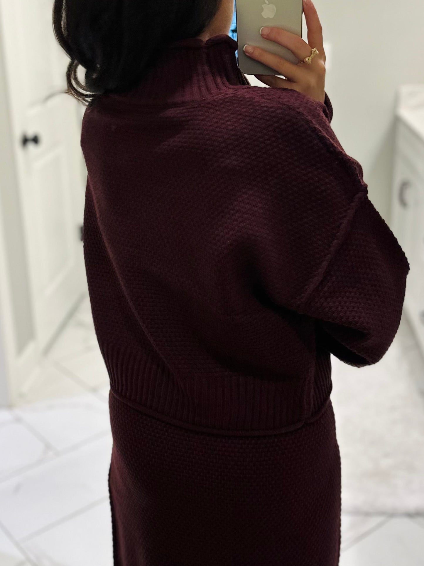 The Denver Maroon Sweater & Skirt Set