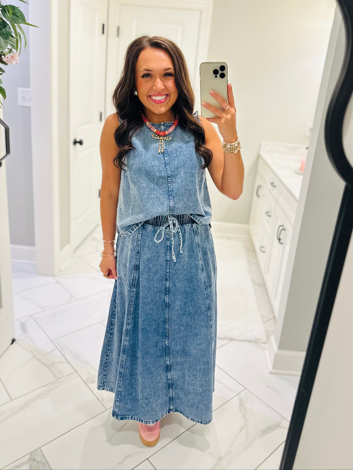 The Sadie Rae Denim Top + Skirt Set