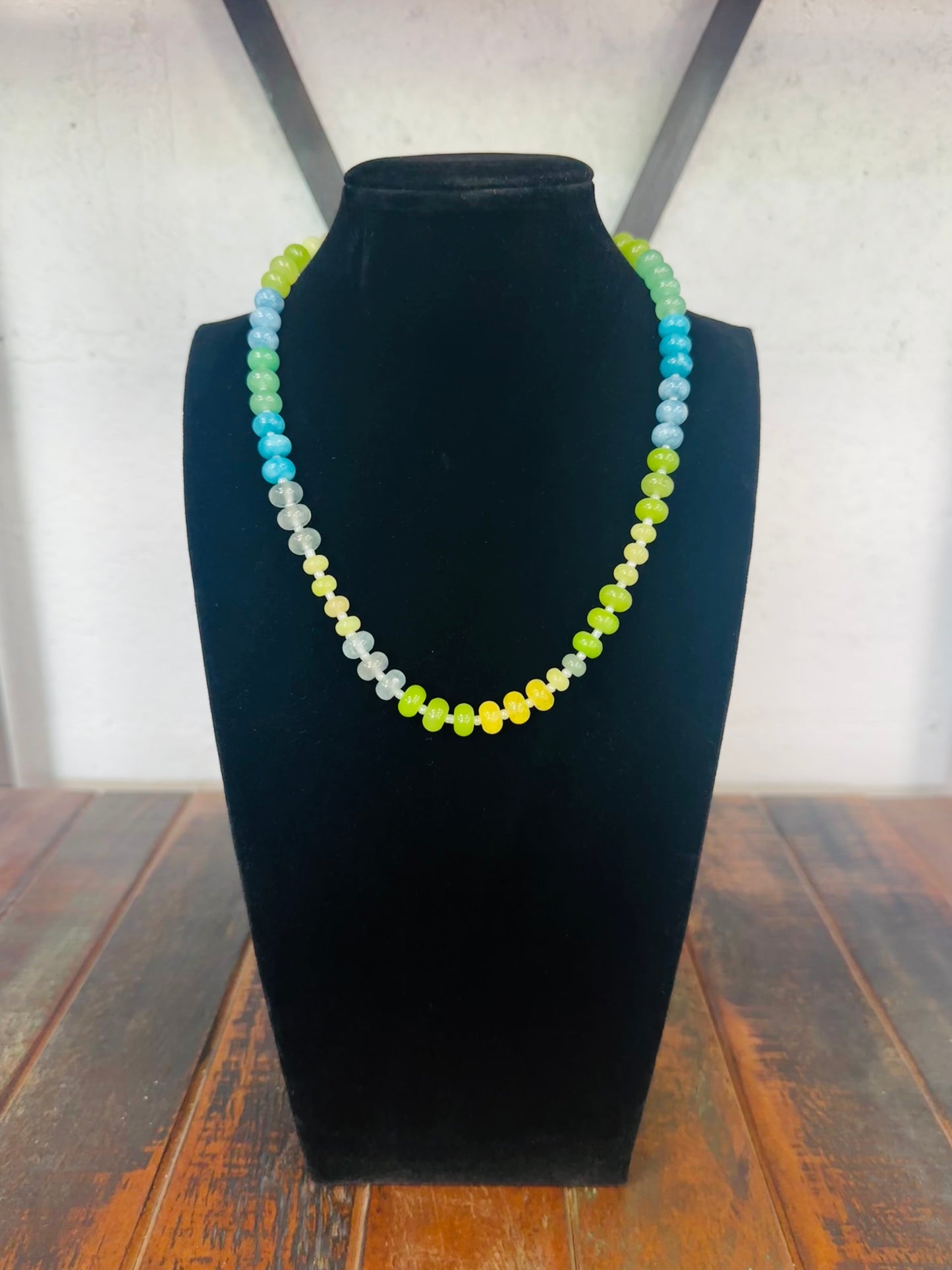 Green Multi Rondelle Stone Necklace