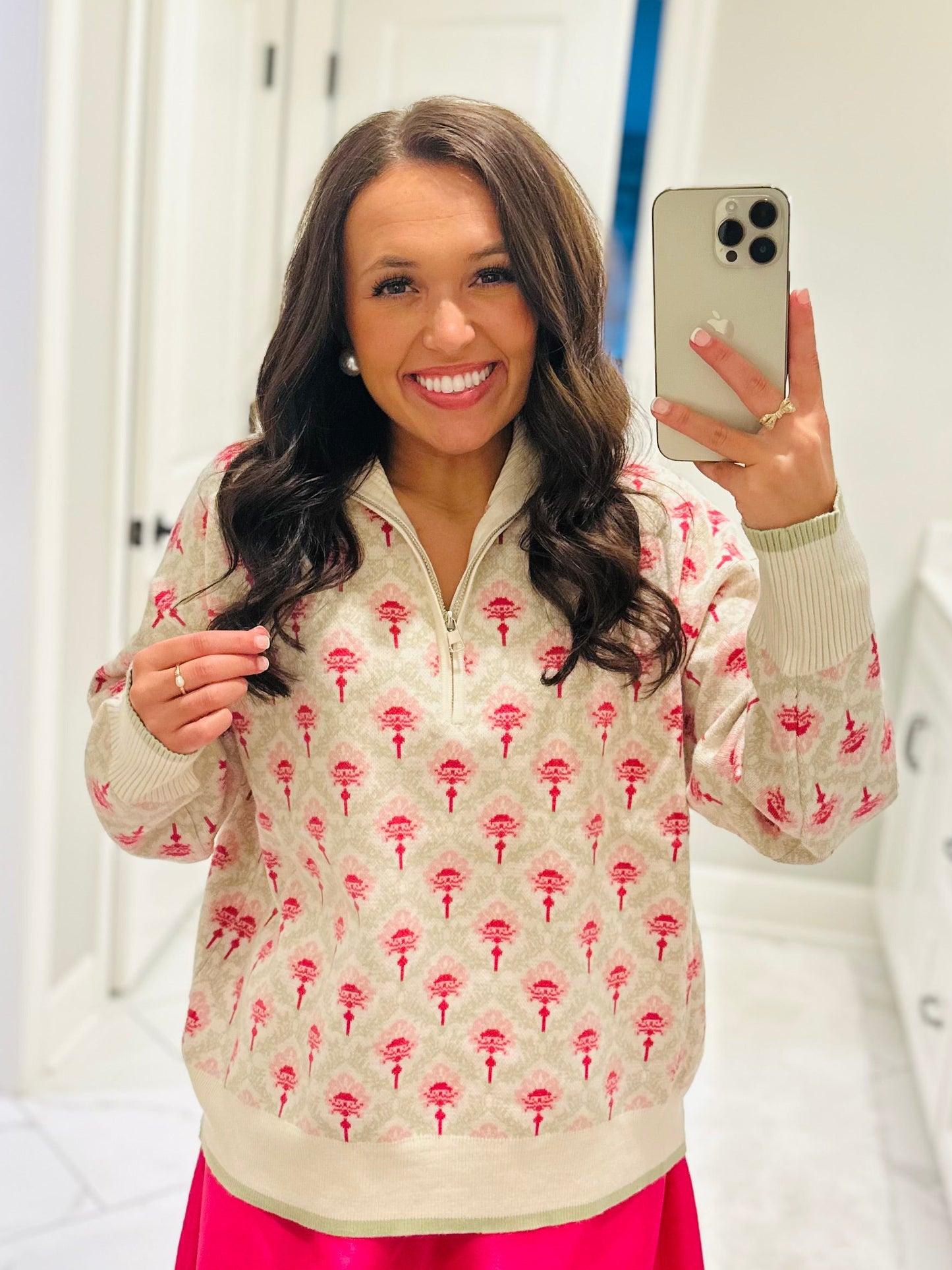 The Oakley Floral Half Zip Pullover