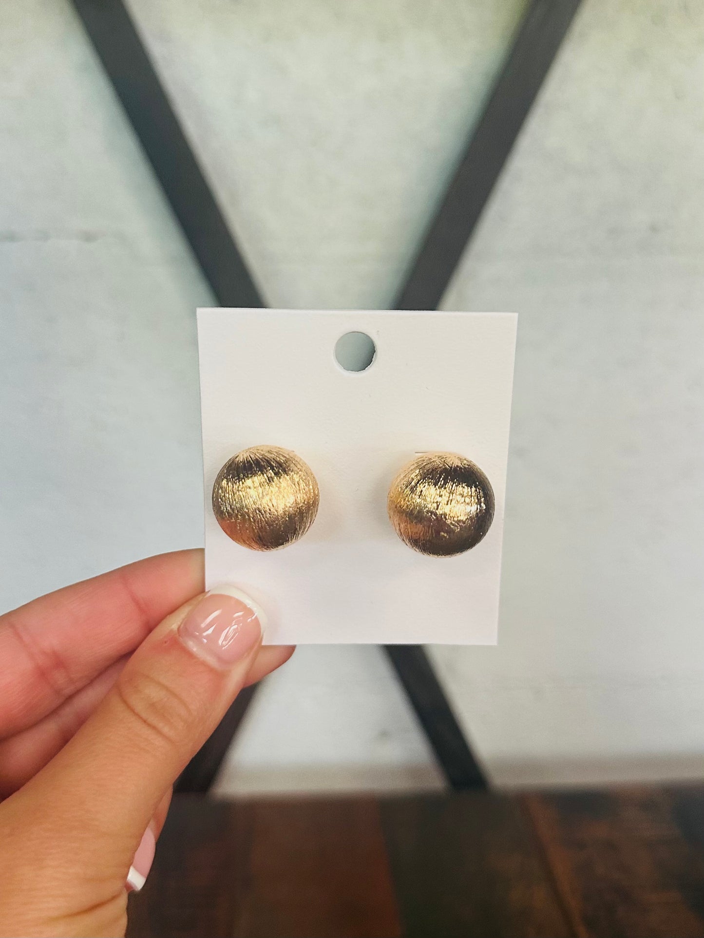 Brushed Gold Big Ball Stud Earring