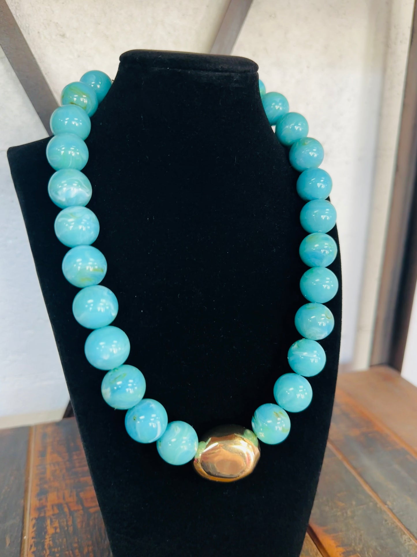 Turquoise Marble Beaded Necklace