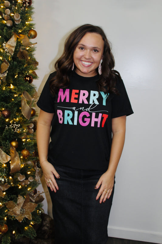 Black Merry & Bright Graphic Tee