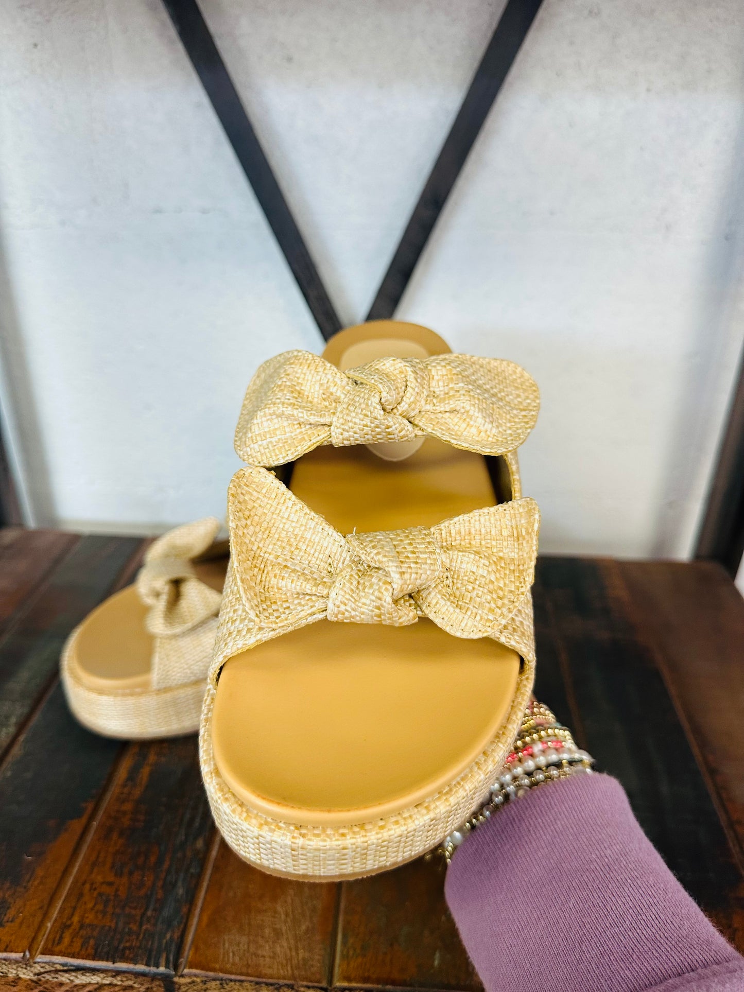 The Kiki Raffia Bow Platform Sandal