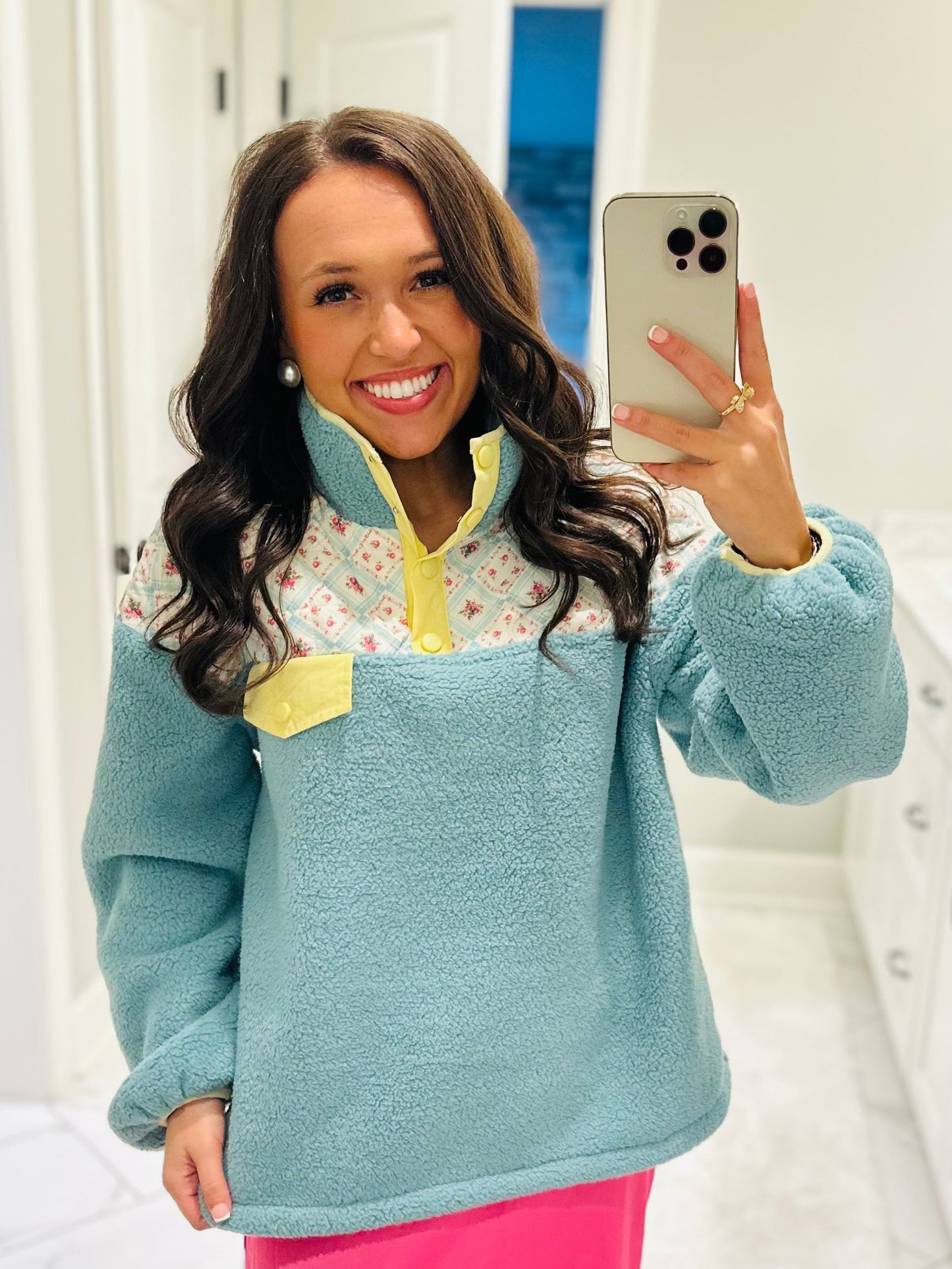 The Posie Floral Quilted Fleece Pullover