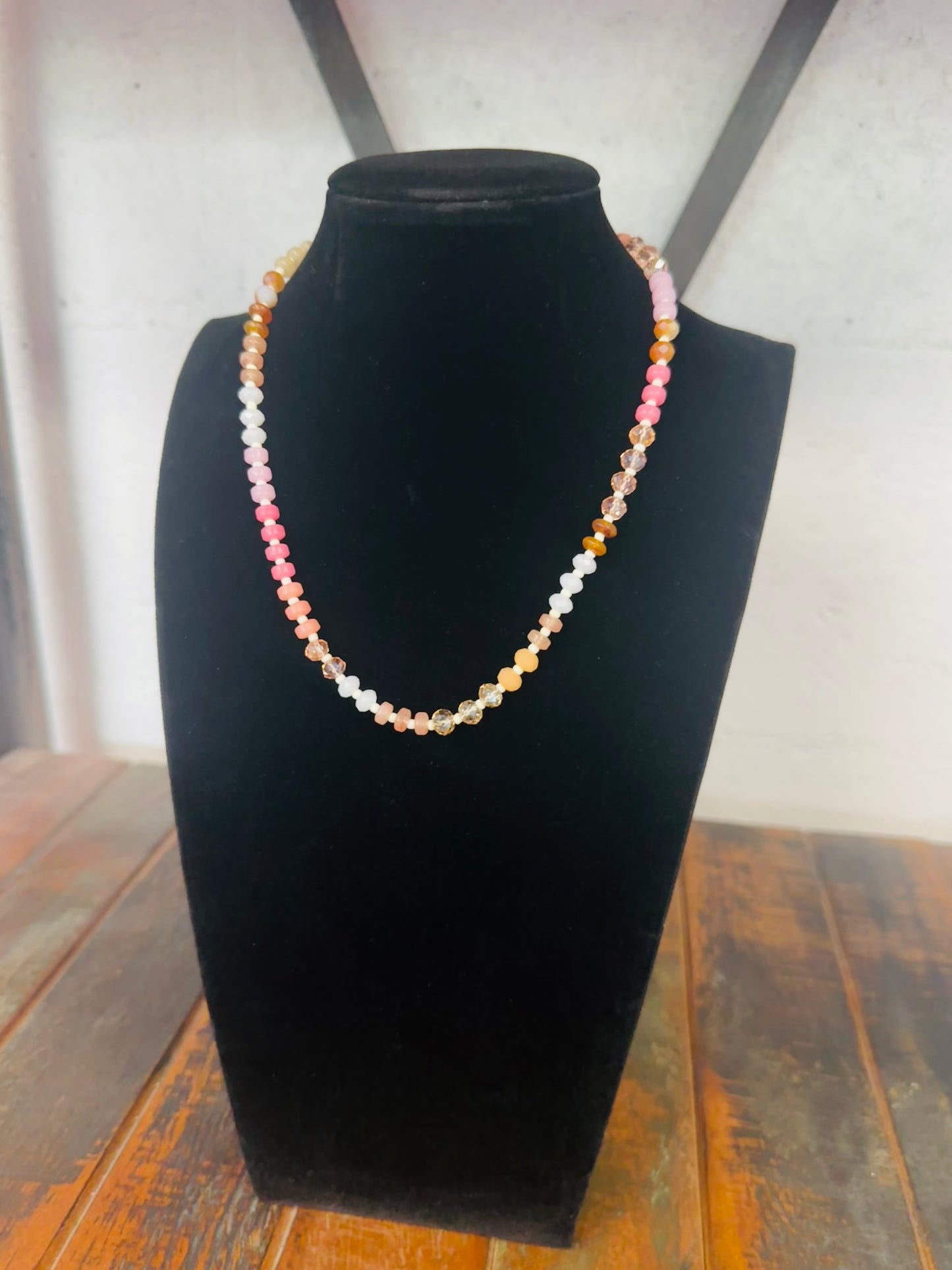 Pink Multi Rondelle Bead Necklace