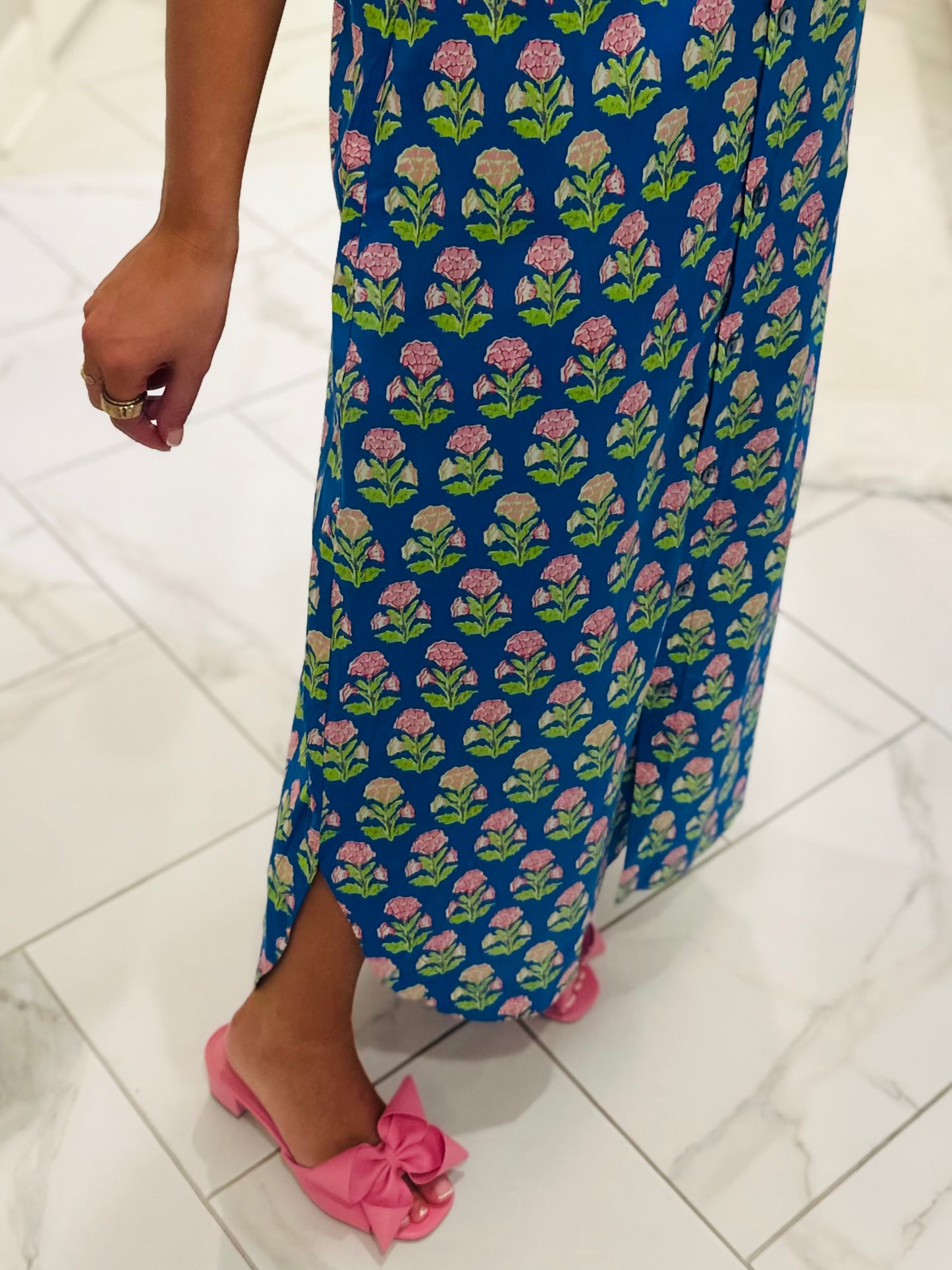 The Ada Blue Floral Midi Dress
