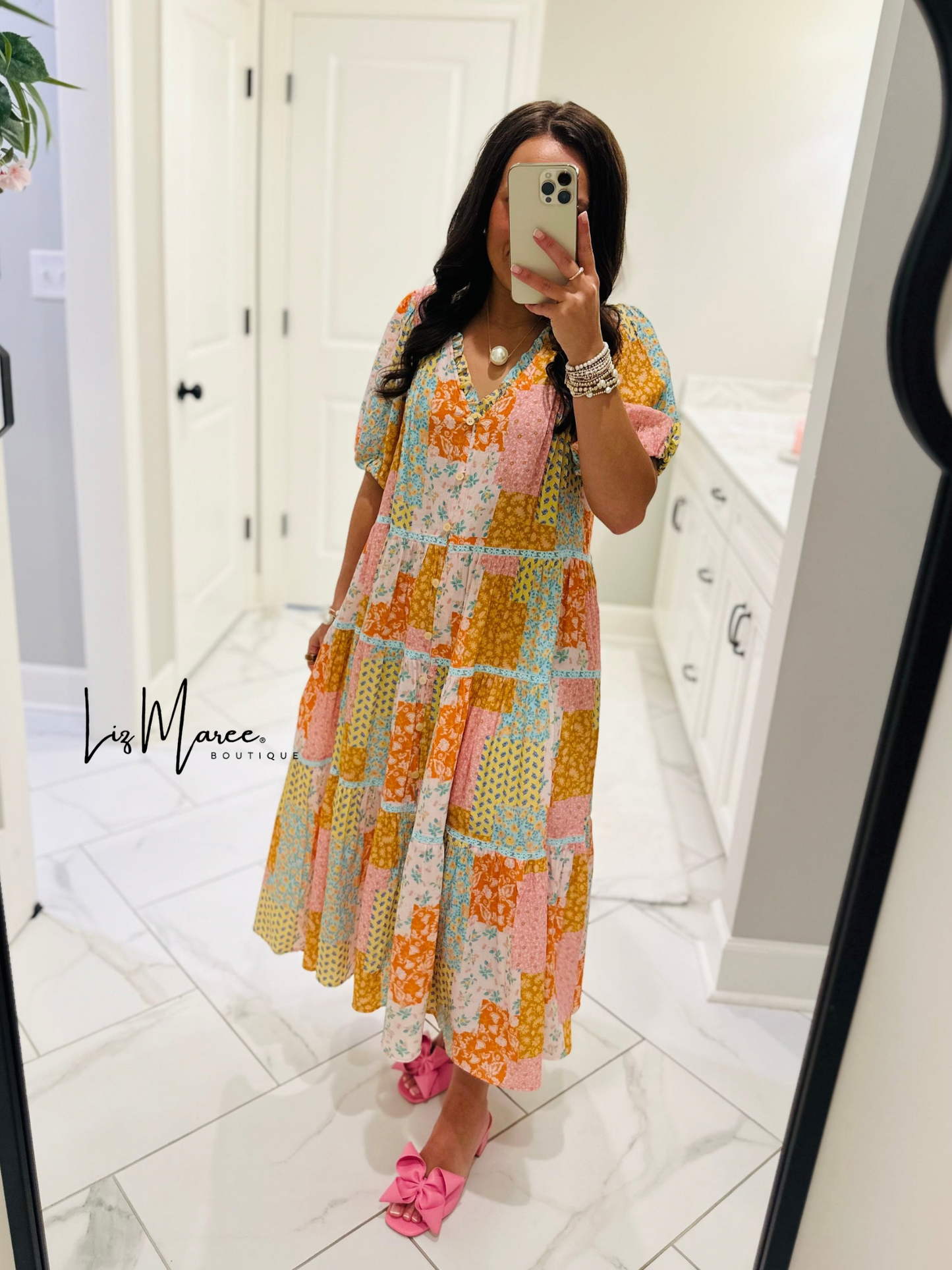 The Wrenlee Patchwork Midi Dress