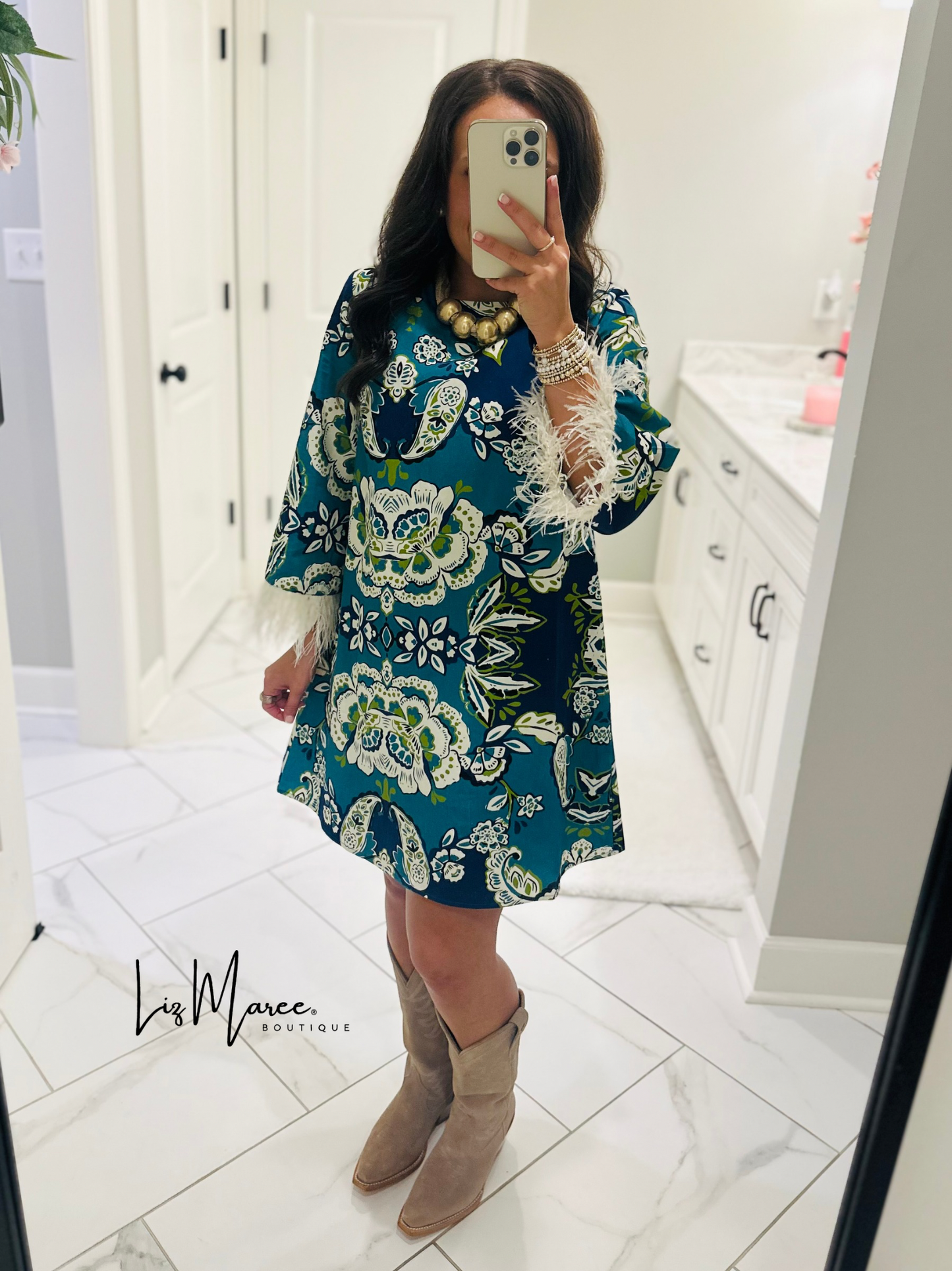 The Avery Blue Floral + Paisley Dress