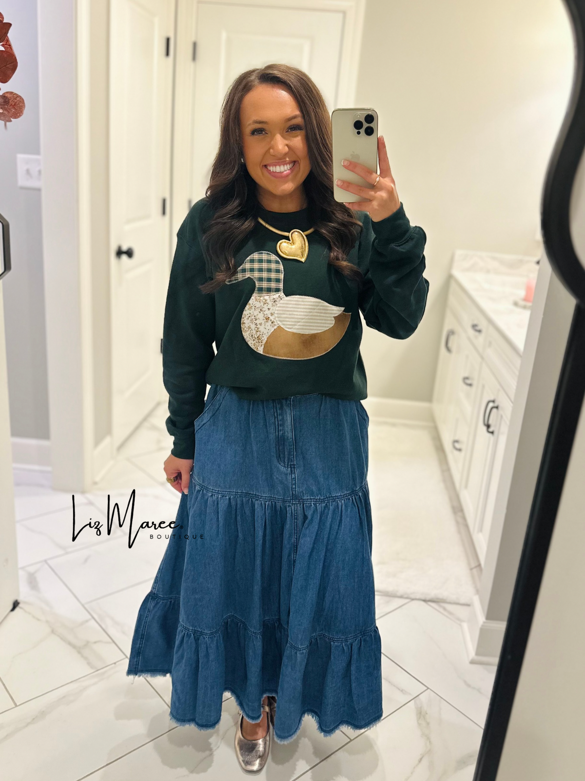 The Callie Denim Tiered Midi Skirt