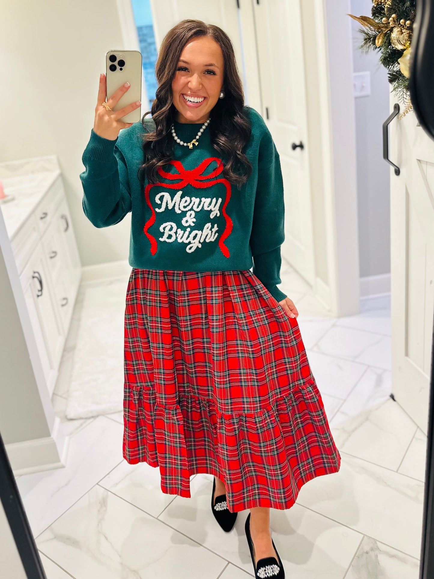 The Faith Holiday Plaid Midi Dress