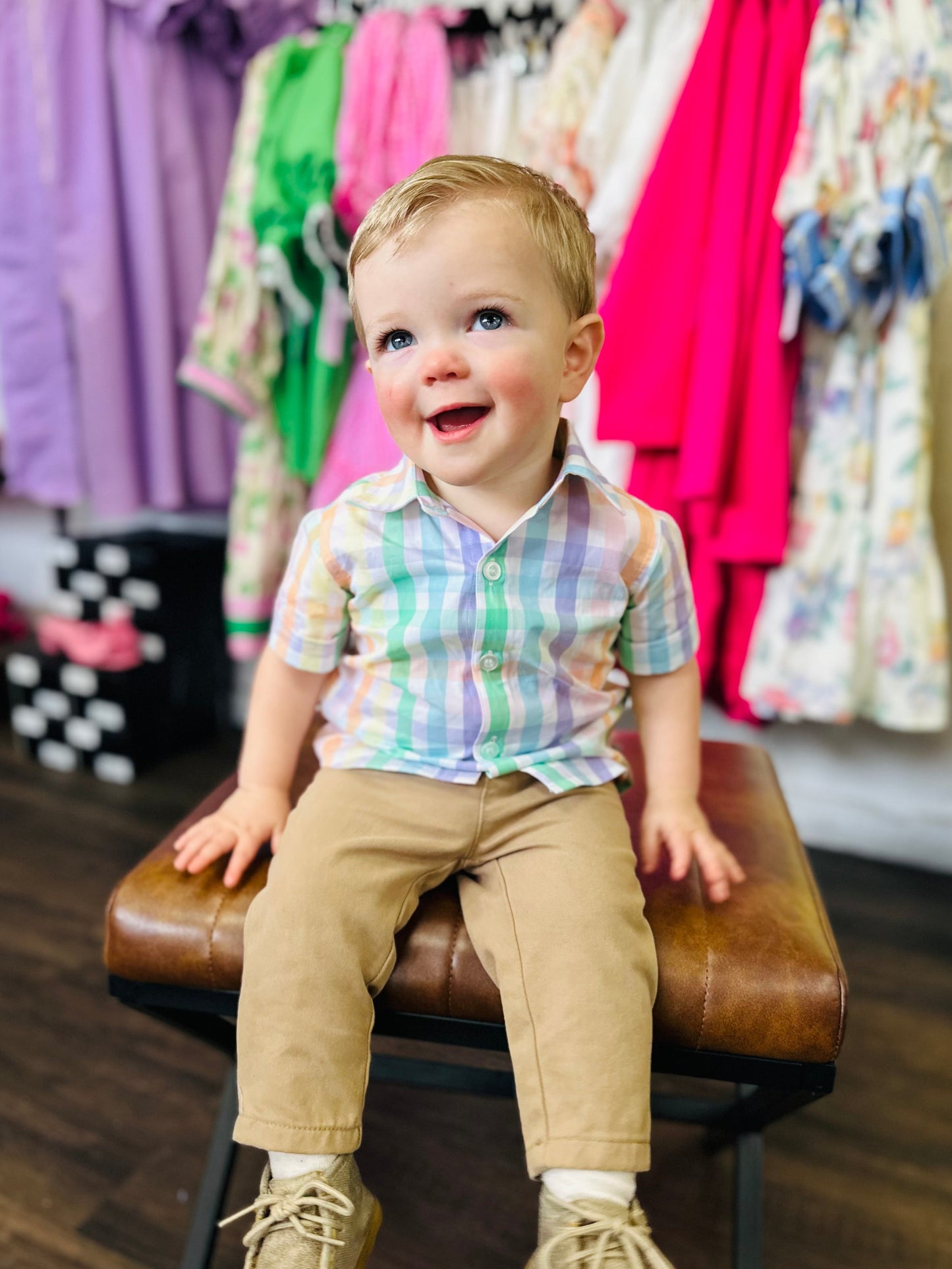 The Boys Plaid Short Sleeve Button Down Shirt