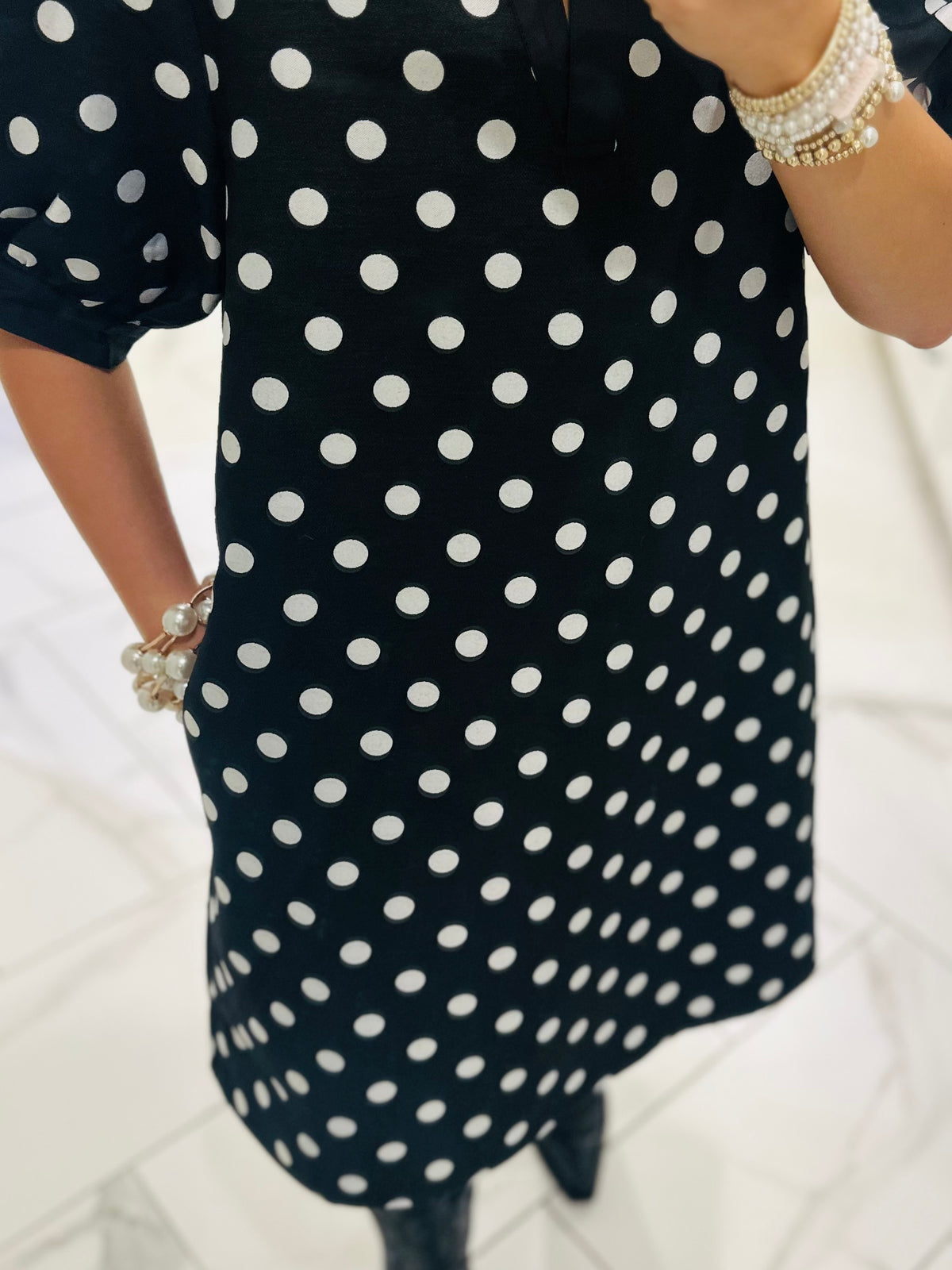 The Baylie Black Polka Dot Dress