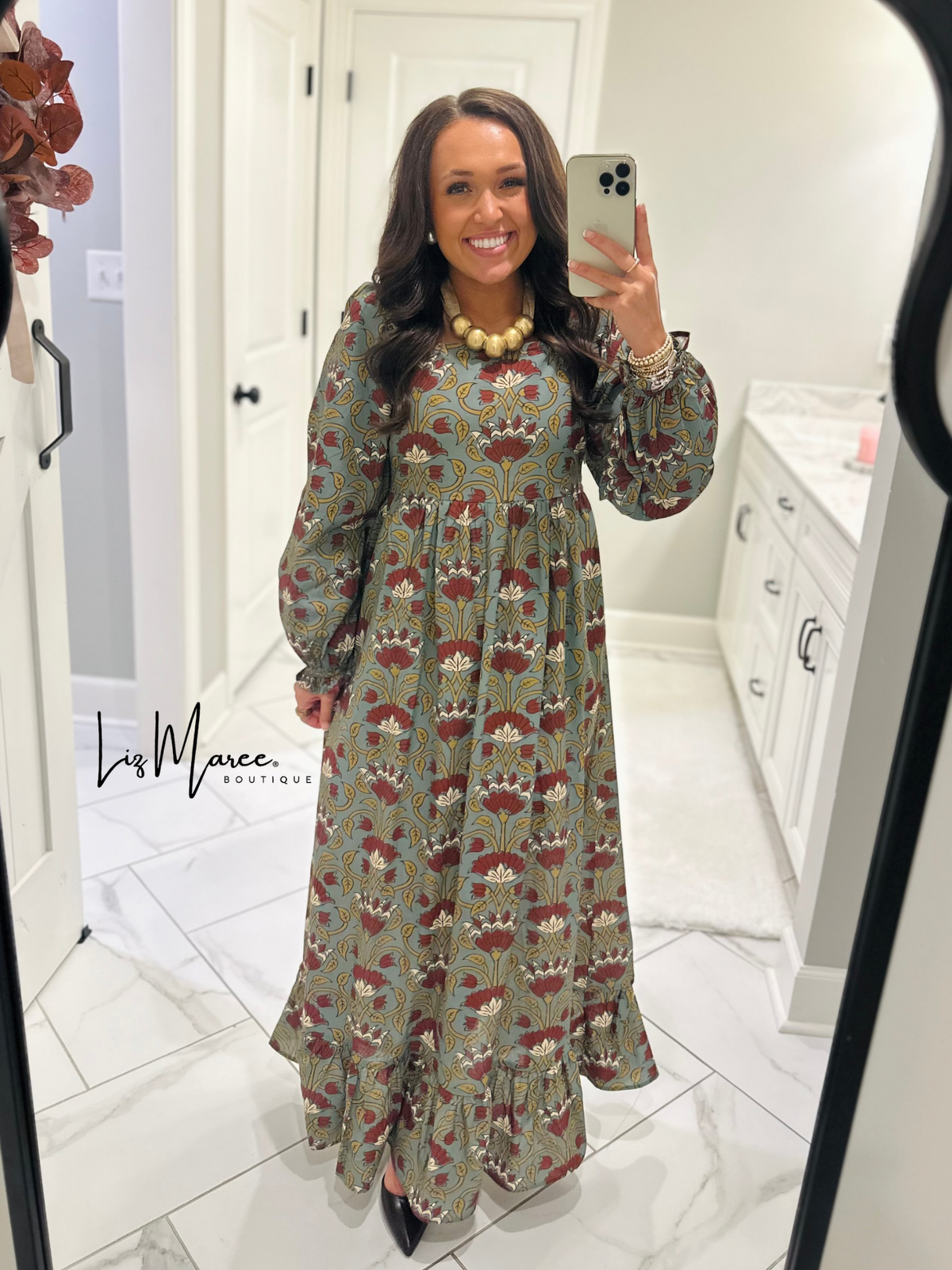 The Bryley Burgundy Floral Maxi Dress