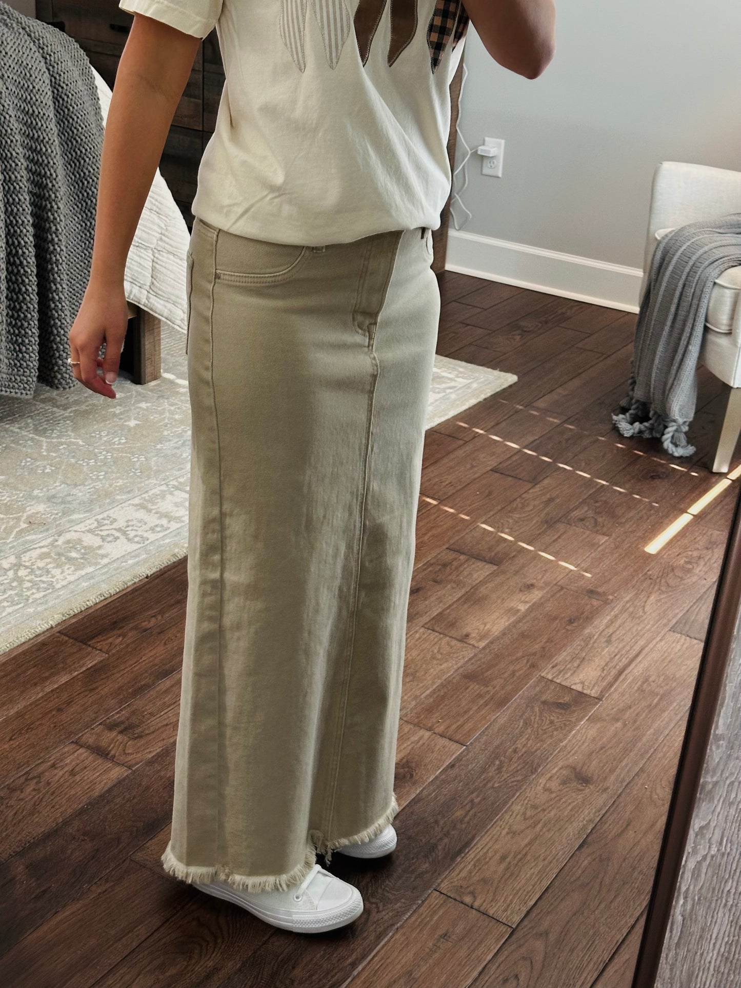 The High Rise Sand Maxi Skirt