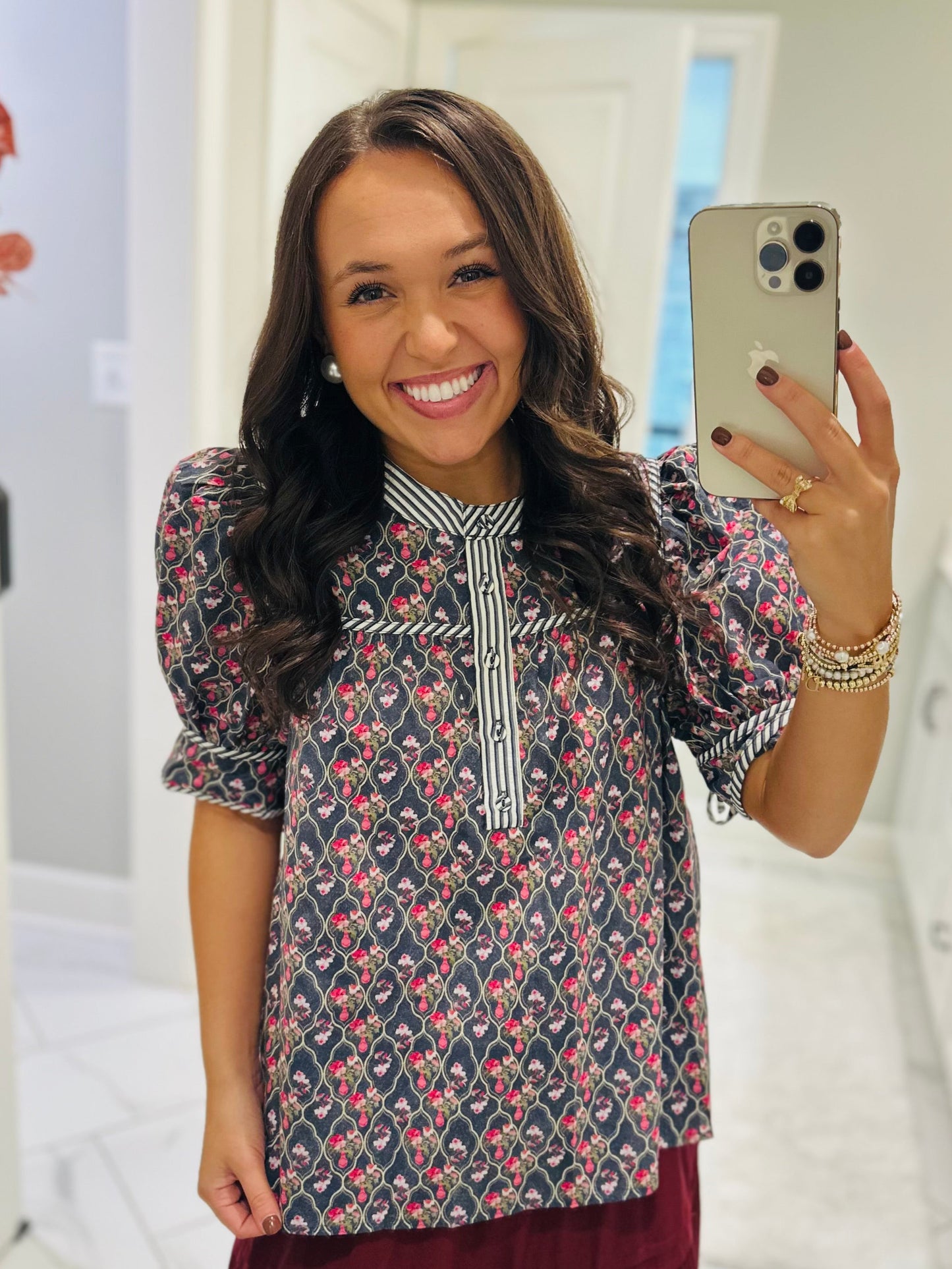 The Lottie Navy Floral Top