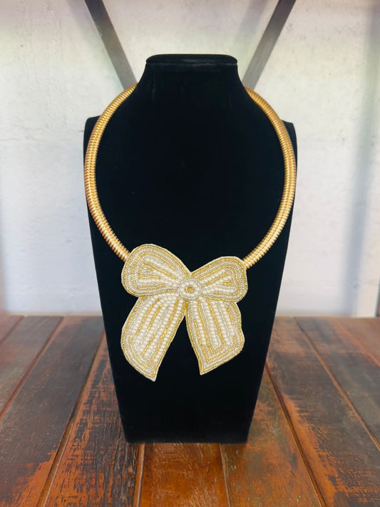 Gold Bow Collar Necklace