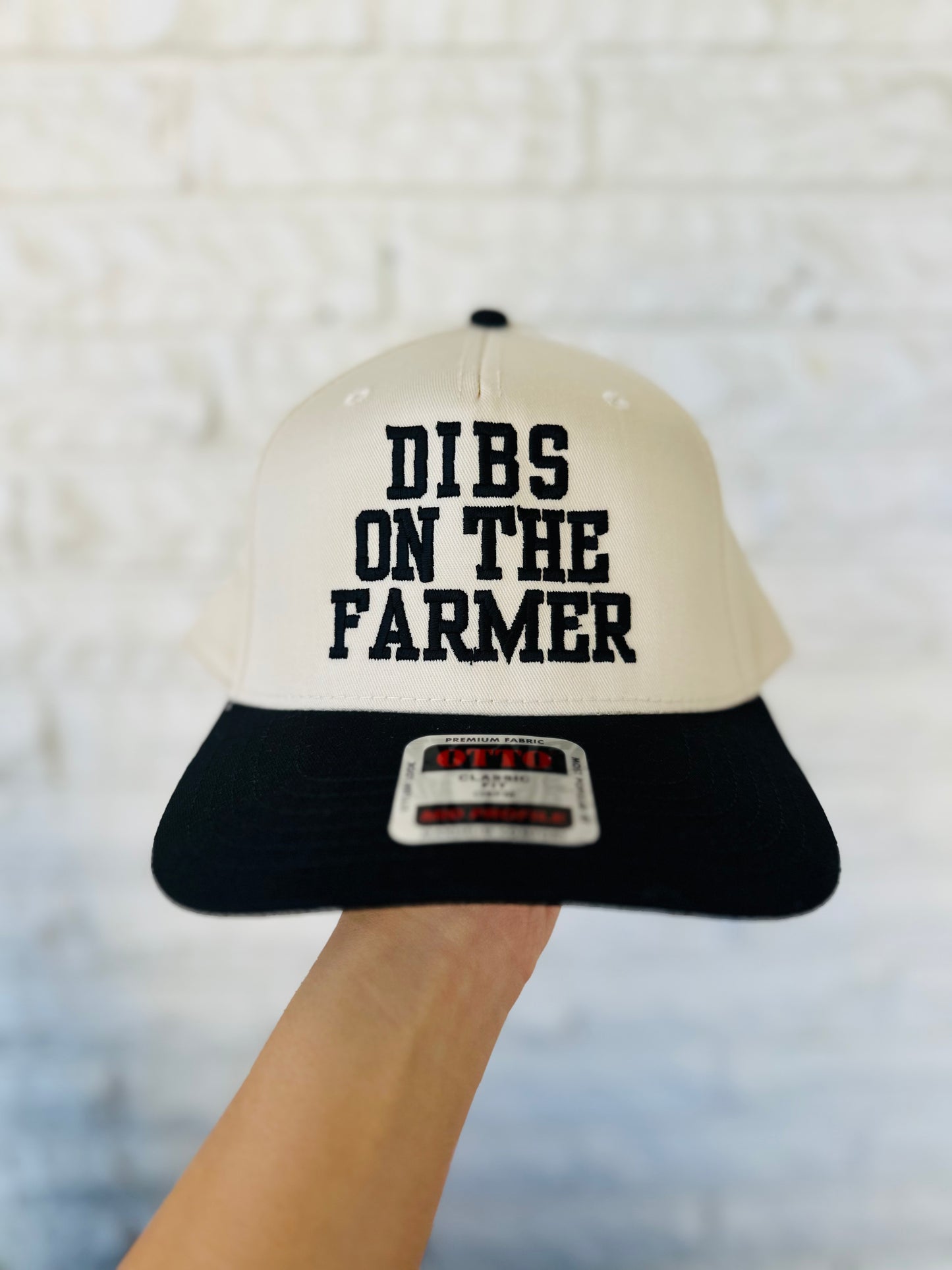 Black 'Dibs On The Farmer' Embroidered Trucker Hat