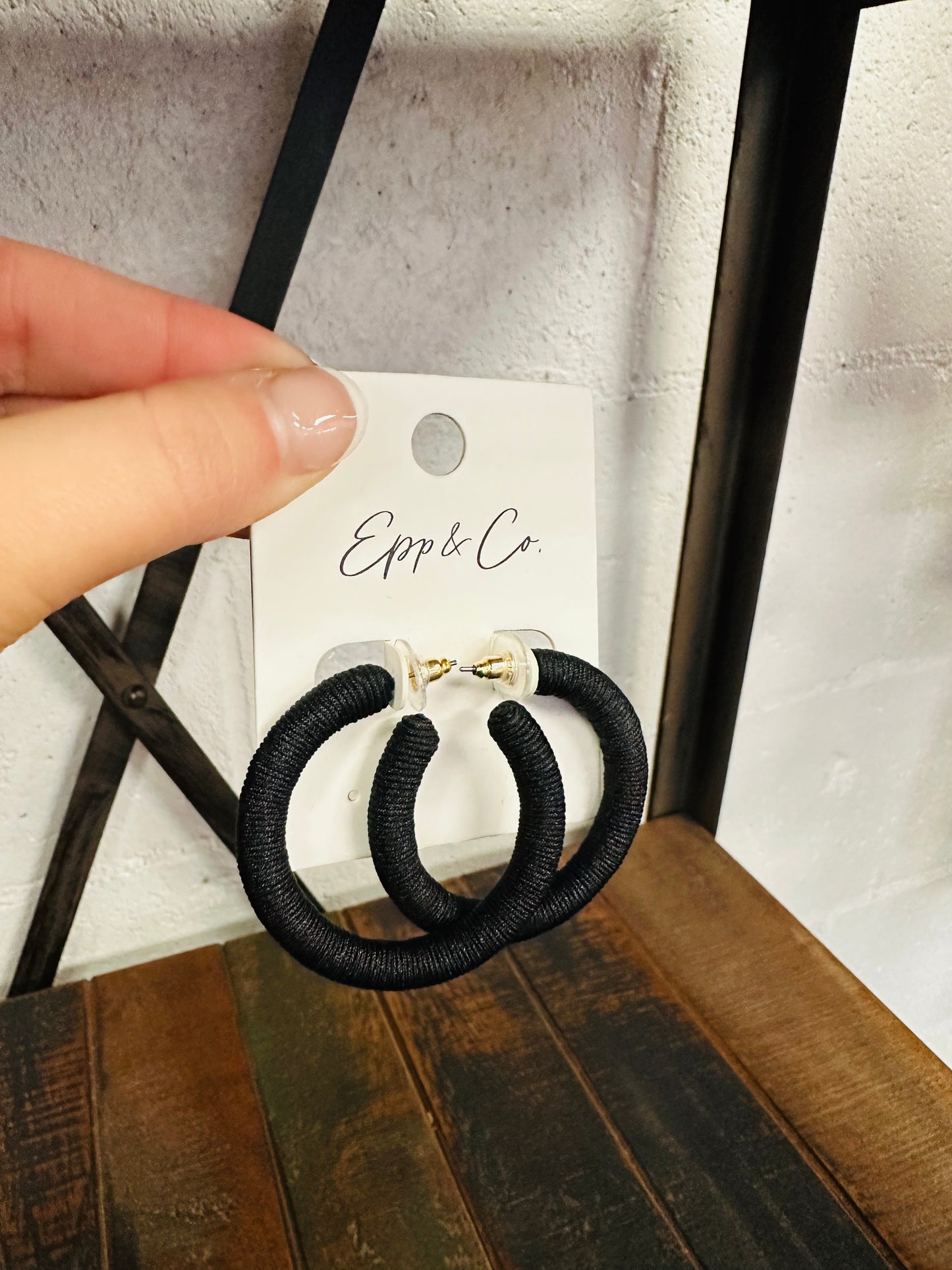 Black Thread Hoops