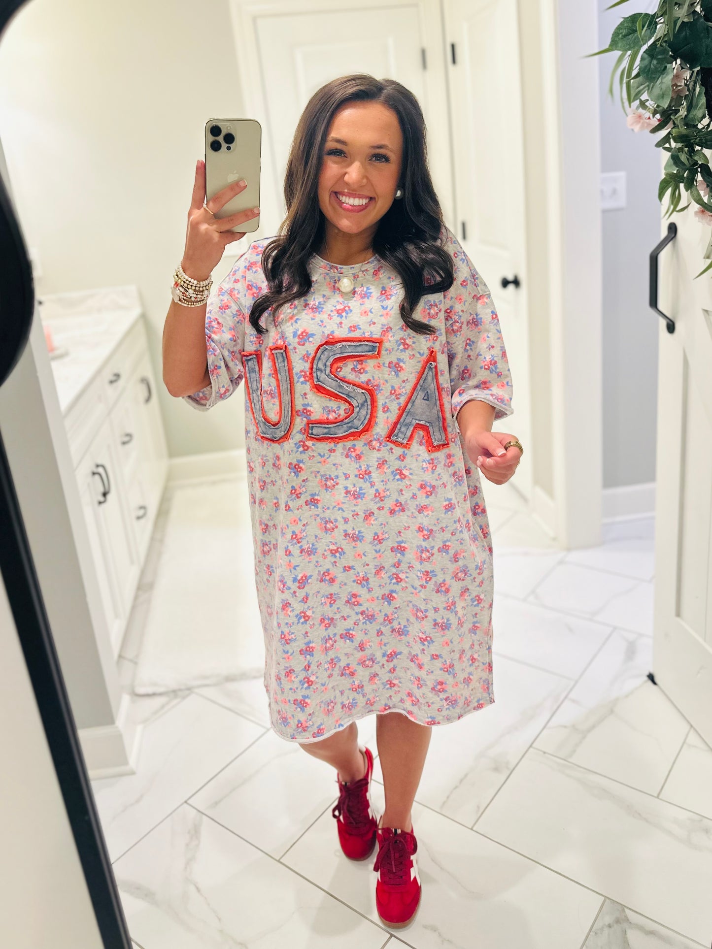 The Made in the USA Letter Patch Floral Dress