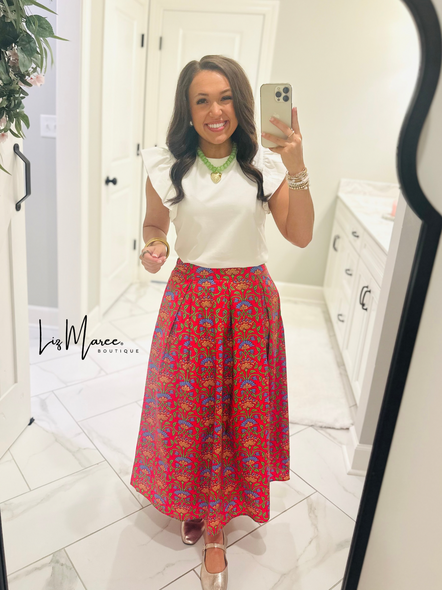The Hailey Multi Floral Pleated Midi Skirt