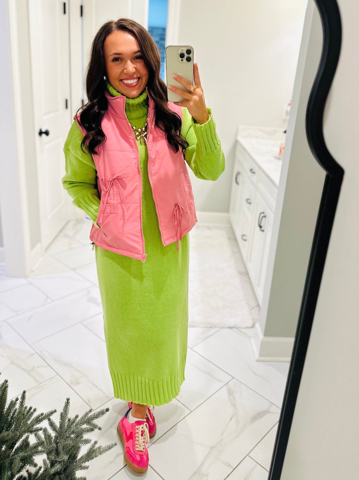 The Rose Pink Bow Detail Vest