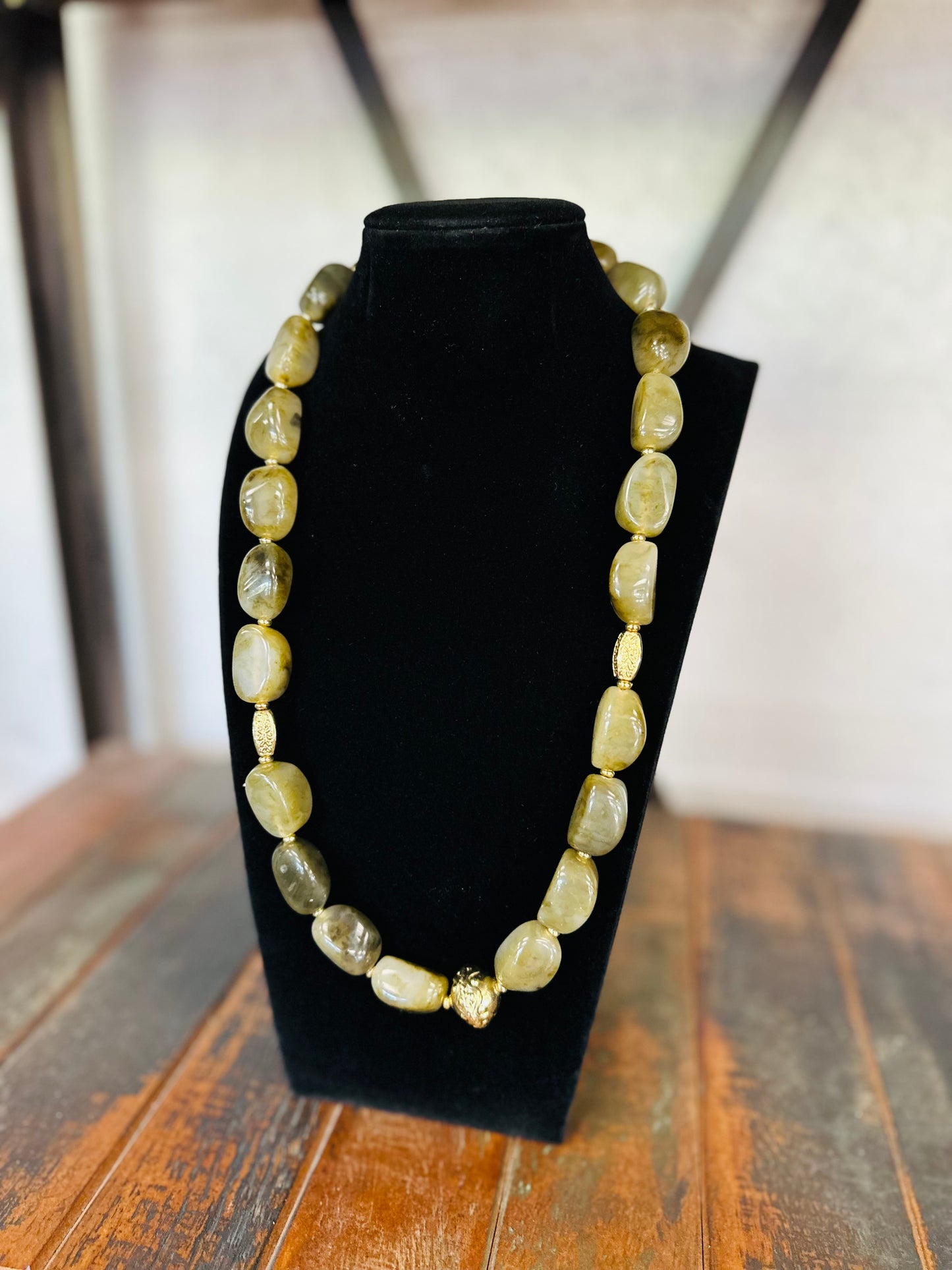 Green Marble Beaded Necklace
